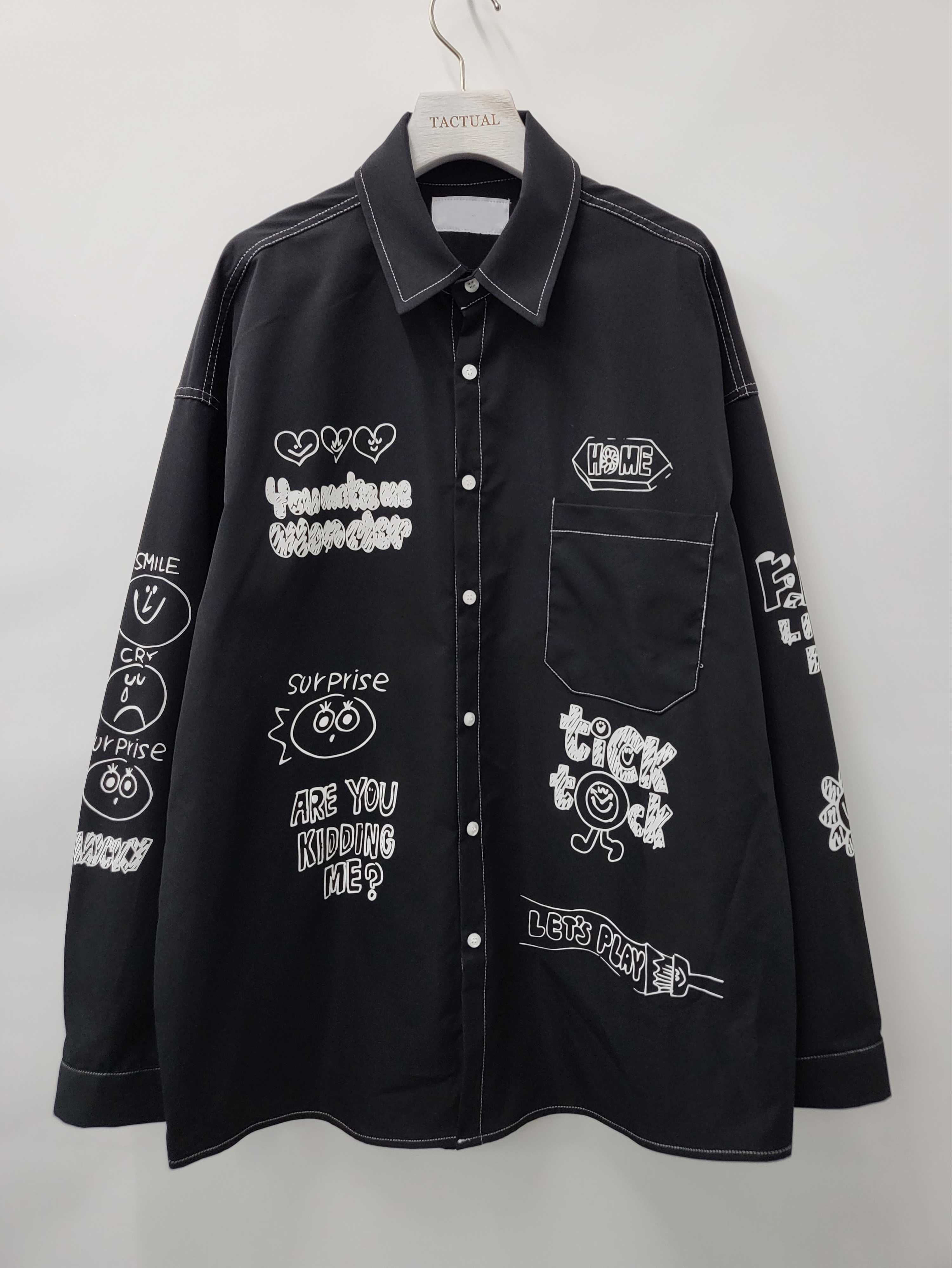 英文字卡通圖案長袖恤衫 S1957