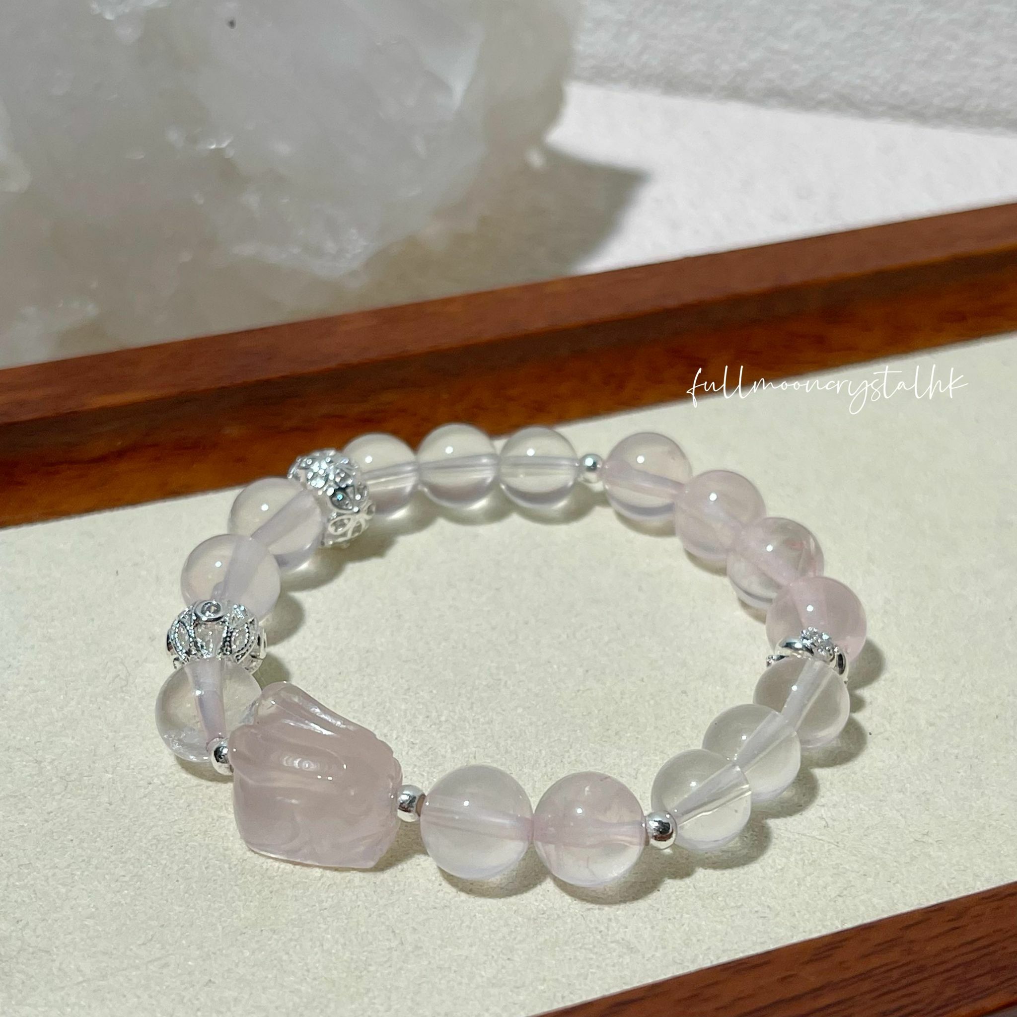 粉晶兔仔&冰透粉手串