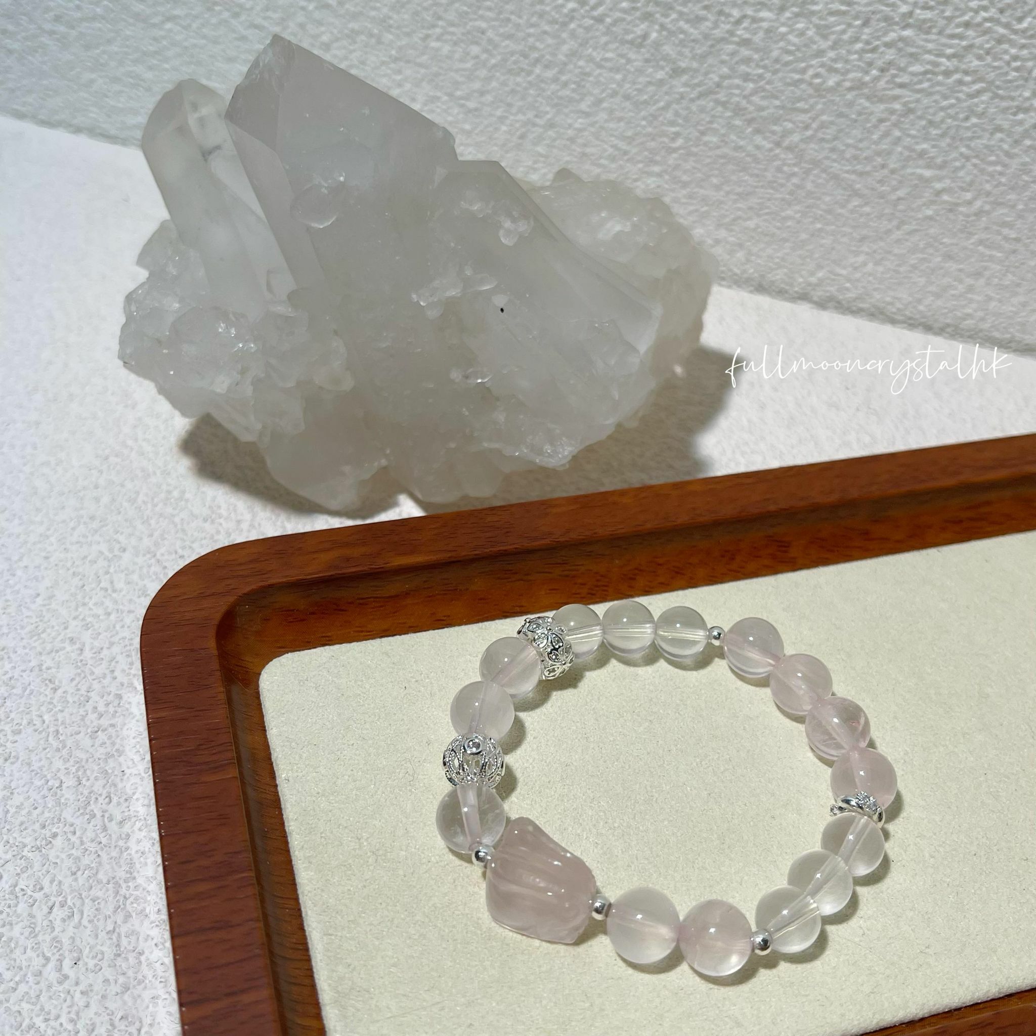 粉晶兔仔&冰透粉手串