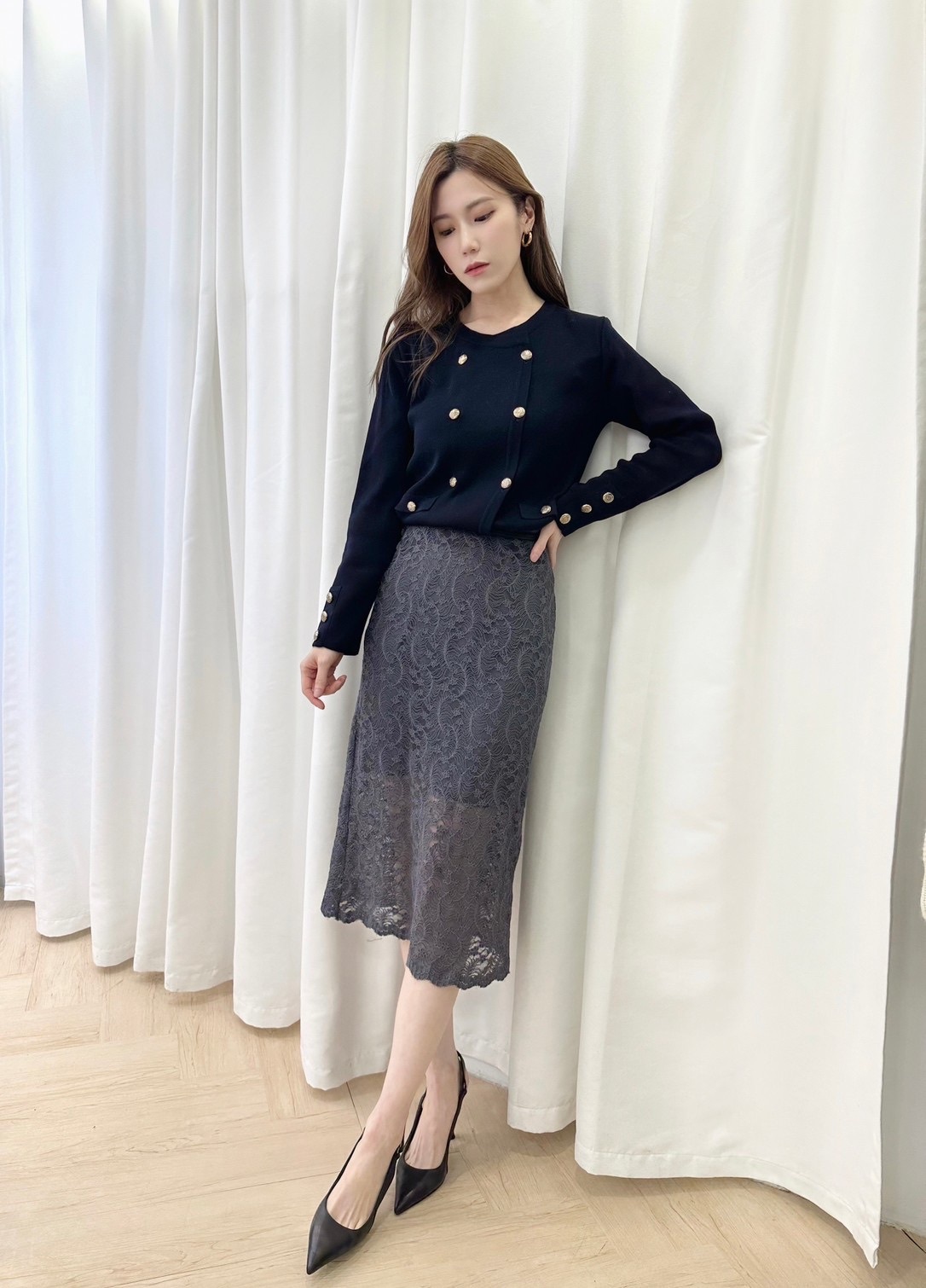 優雅修身蕾絲裙