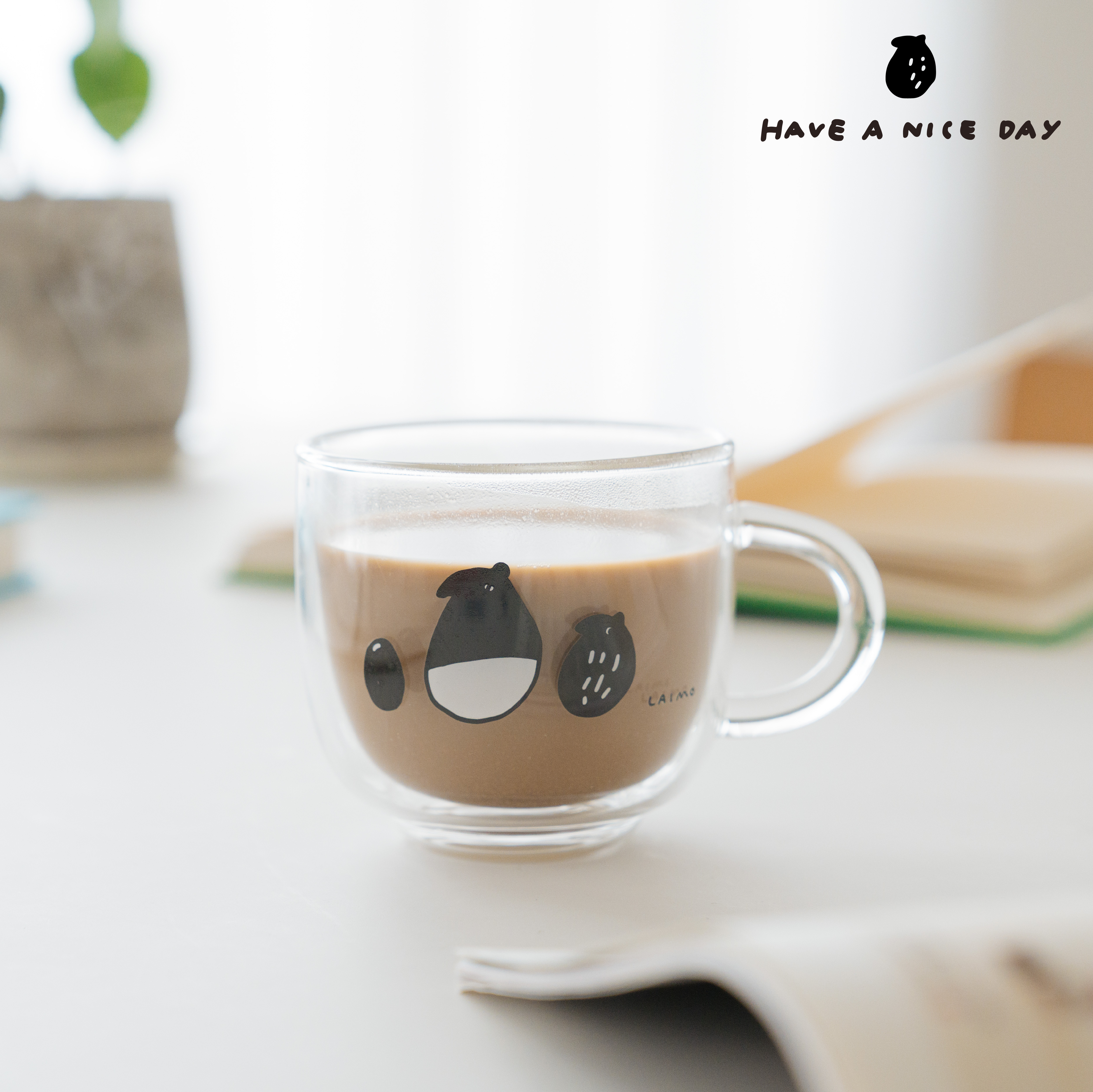 【慢慢挑x馬來貘】雙層玻璃杯| B.貘豆坐好Zen