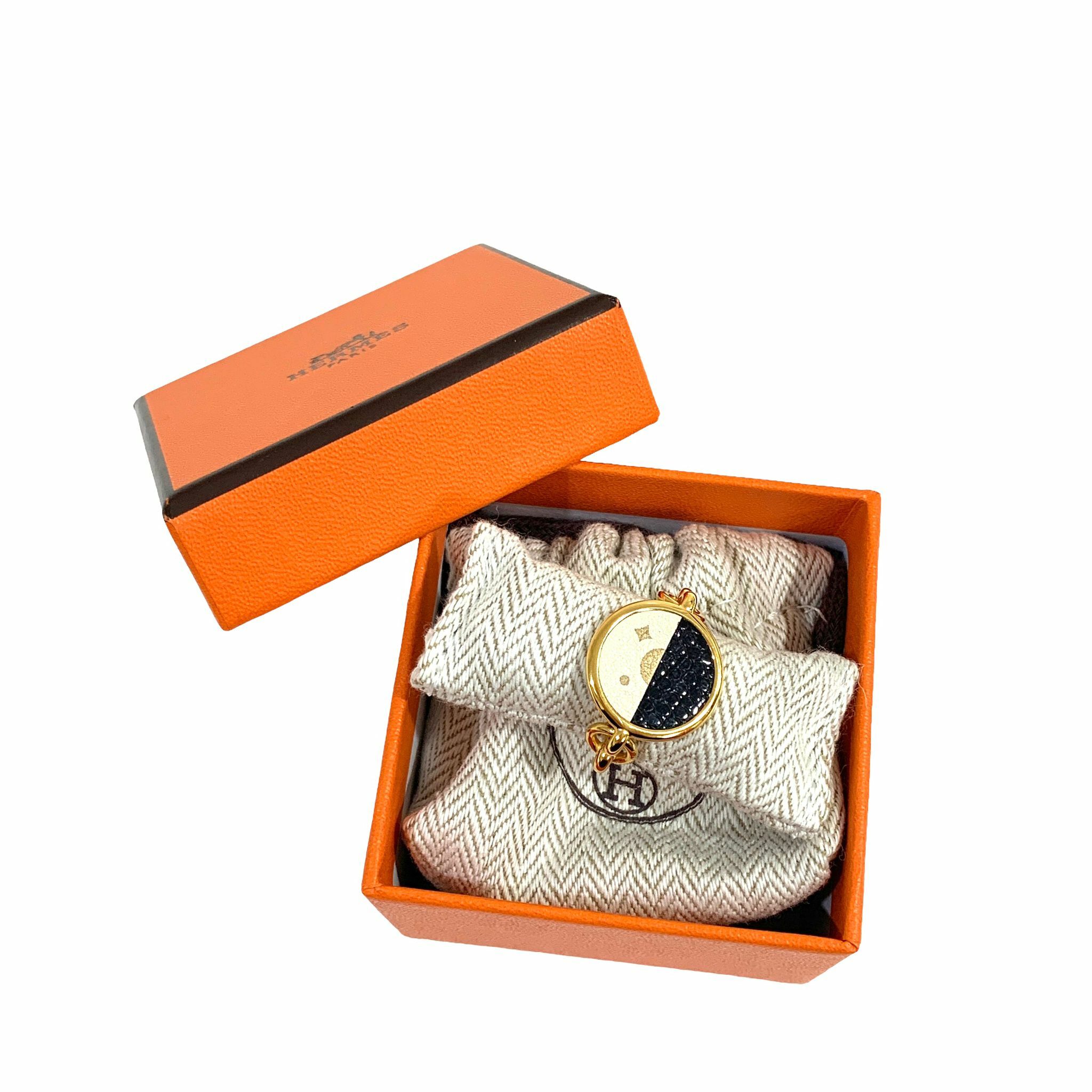 全新Hermes 戒指CELESTE T54  SWIFT小牛皮/蜥蜴皮金屬戒指 #BRAND NEW #香榭站正品