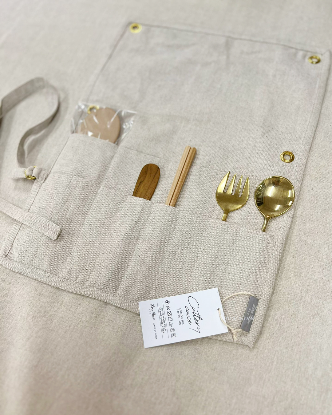 Horn Please Home or Travel Picnic Cutlery Pouch Linen S｜shesay