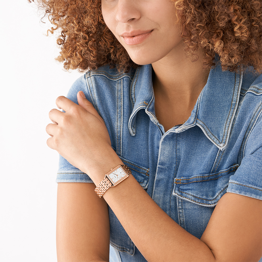 Raquel 金爵女伶復古女錶 玫瑰金色不鏽鋼鍊帶 23MM ES5271