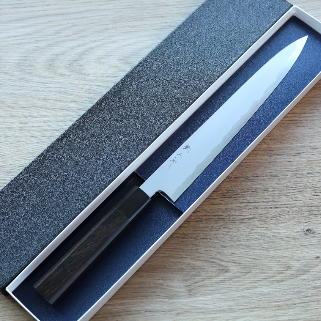 明神利器製作所 鐵人作 筋引 240mm 青二鋼 總霞