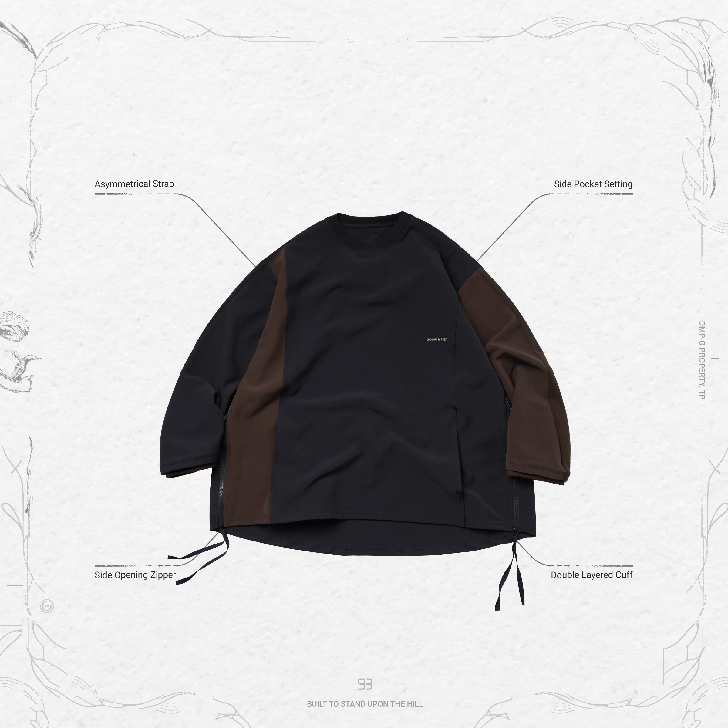 LWN-03 “Zystem” Graphic Wide Crewneck - Deep Marine