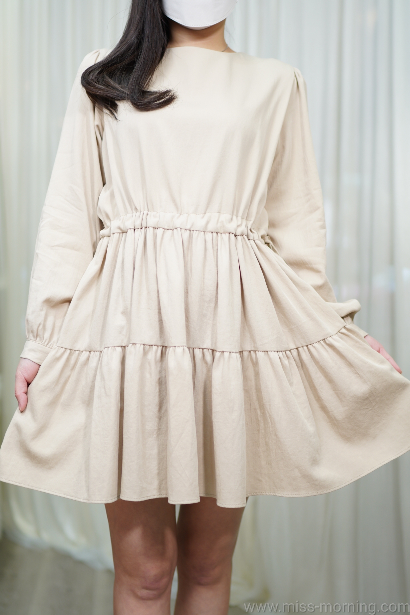 簡約束腰連身裙(66435)