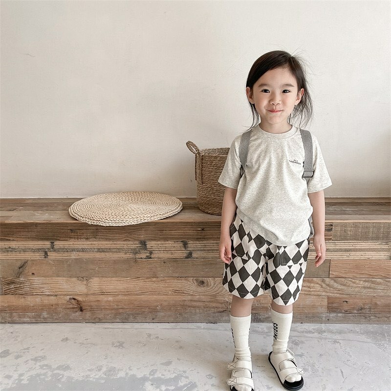 韓系簡單字母麻棉上衣