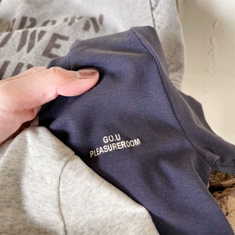 韓系簡單字母麻棉上衣