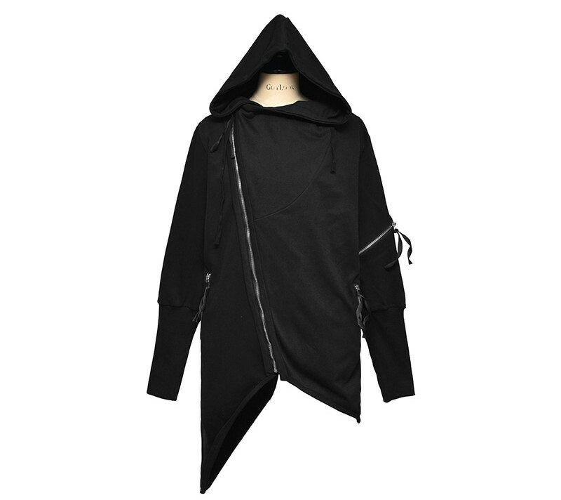 刺客忍者袖斜線拉鍊連帽夾克