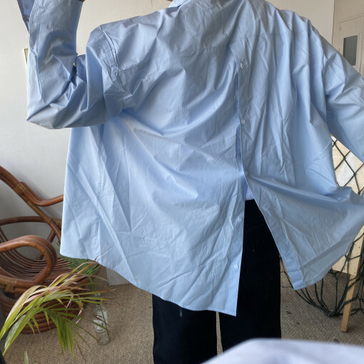 後開叉鈕釦寬鬆襯衫