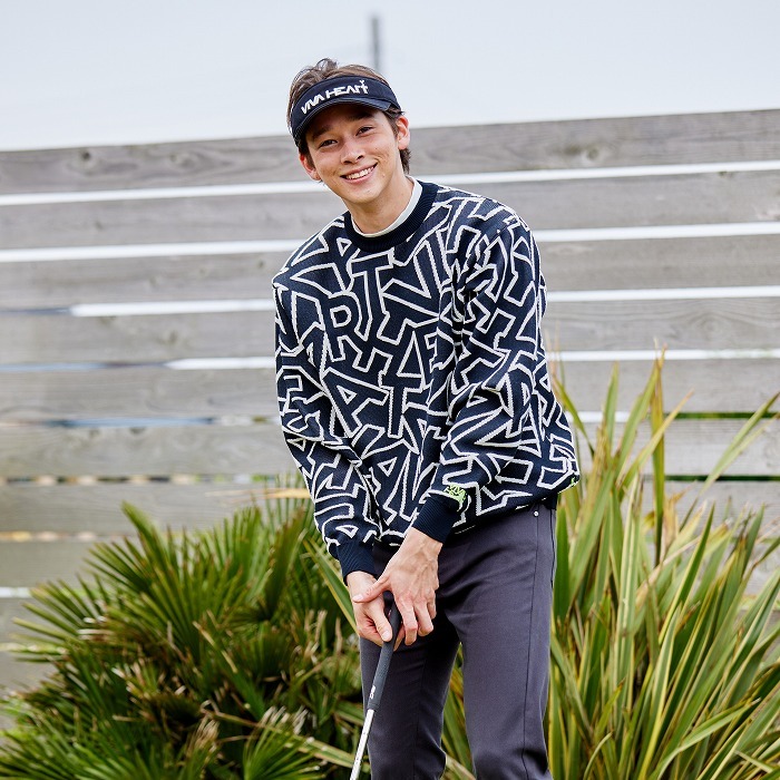 男士 滿版標幟高機能套頭針織衫