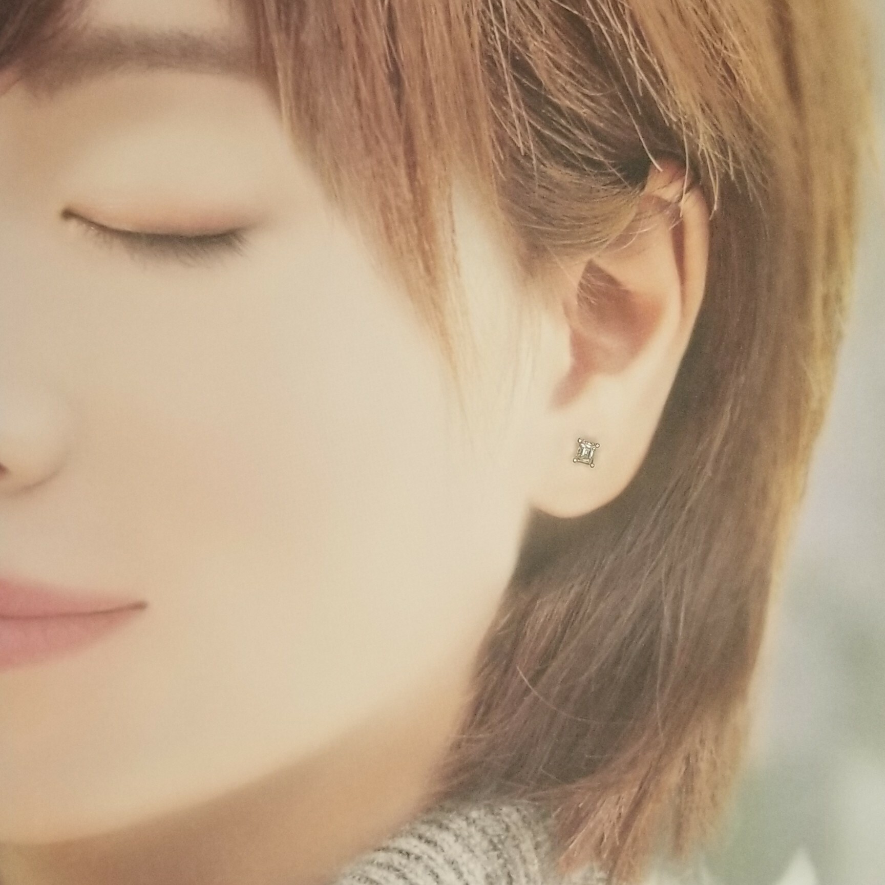 全新18K白金【主石40份方形鑽石】耳環