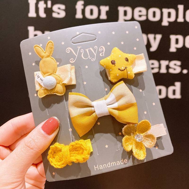 A150YW_SS23🐰🎀黃色兔兔蝴蝶結系列髮夾(5pcs)(pre-order)