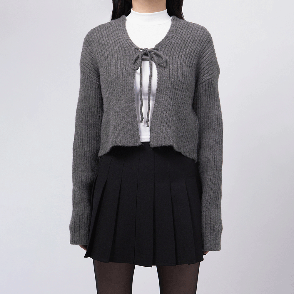 綁繩針織開襟衫