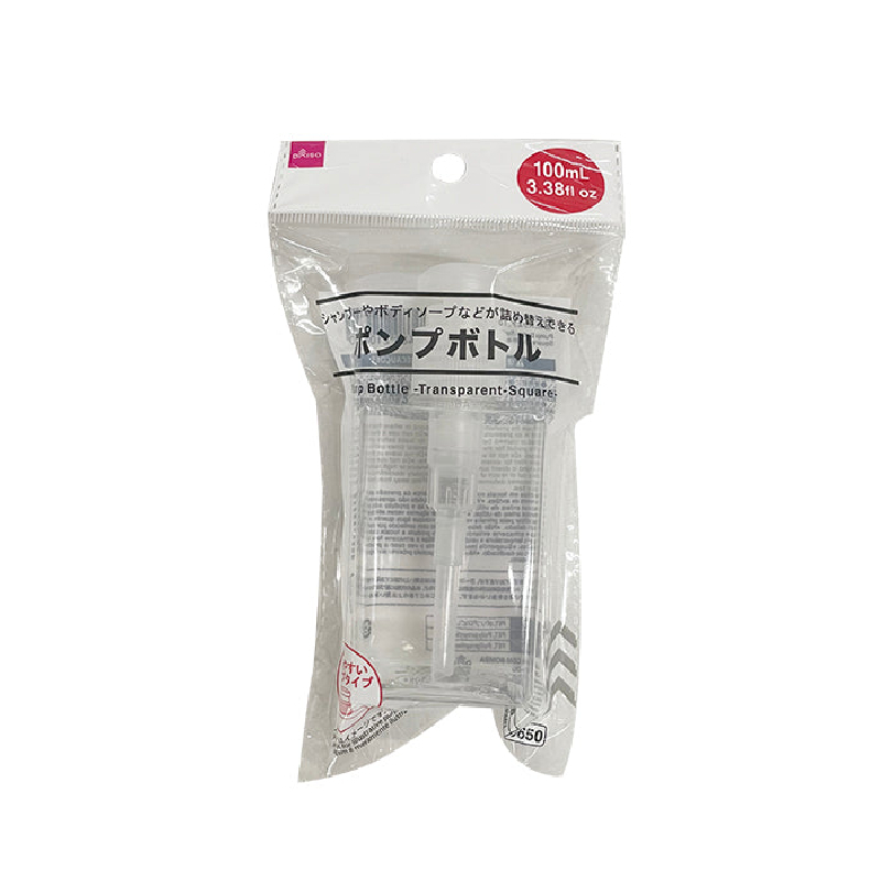 按壓分裝瓶/透明 方型 100ml