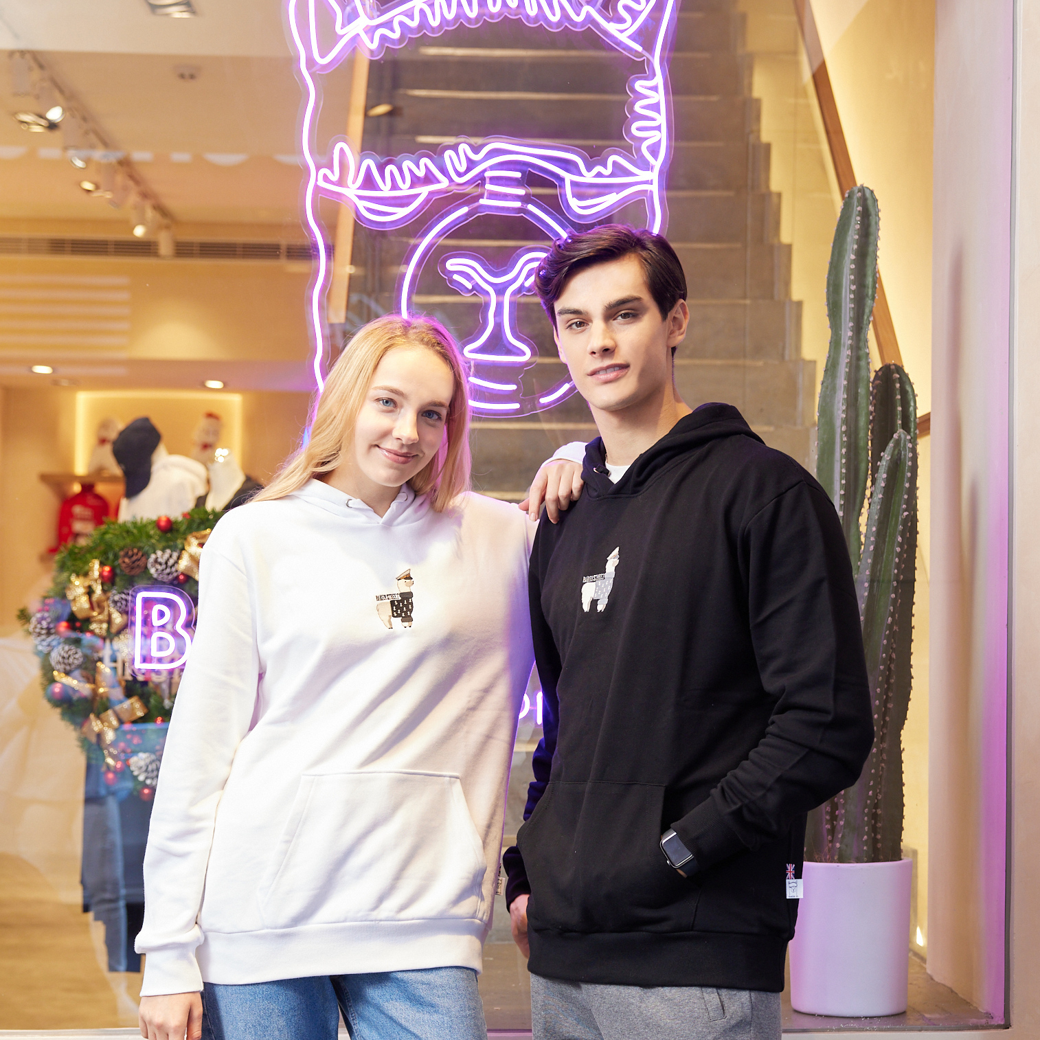 Embroidery-船長羊駝 刺繡 高磅數長袖帽T