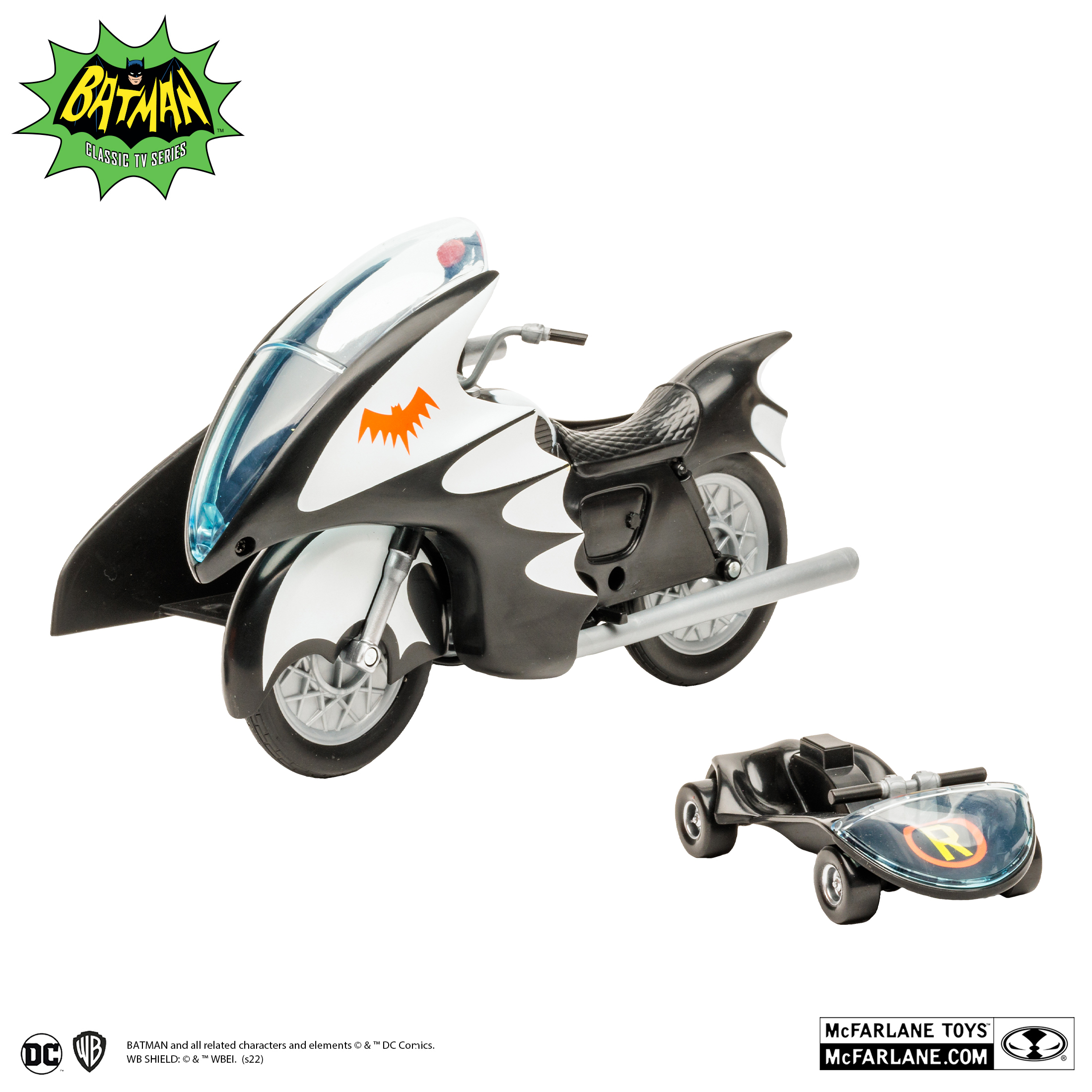 McFarlane Toys : DC Retro Batcycle with Side Car