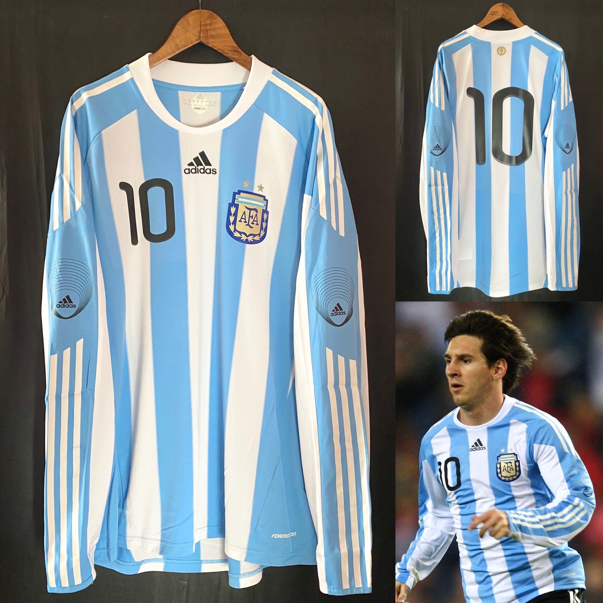 (Player Issue) Argentina 2010 Adidas L/S Home Player Issue Shirt #10 MESSI