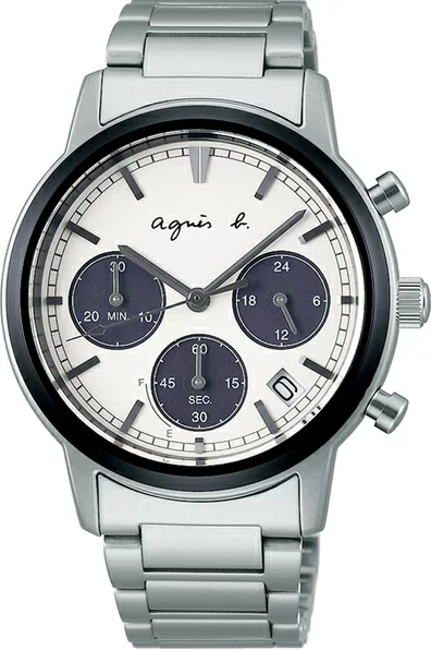 萬年鐘錶 - agnes b.    法式簡約太陽能計時男/女錶  BZ5011X1 / VR42-KPJ0S 錶徑40MM