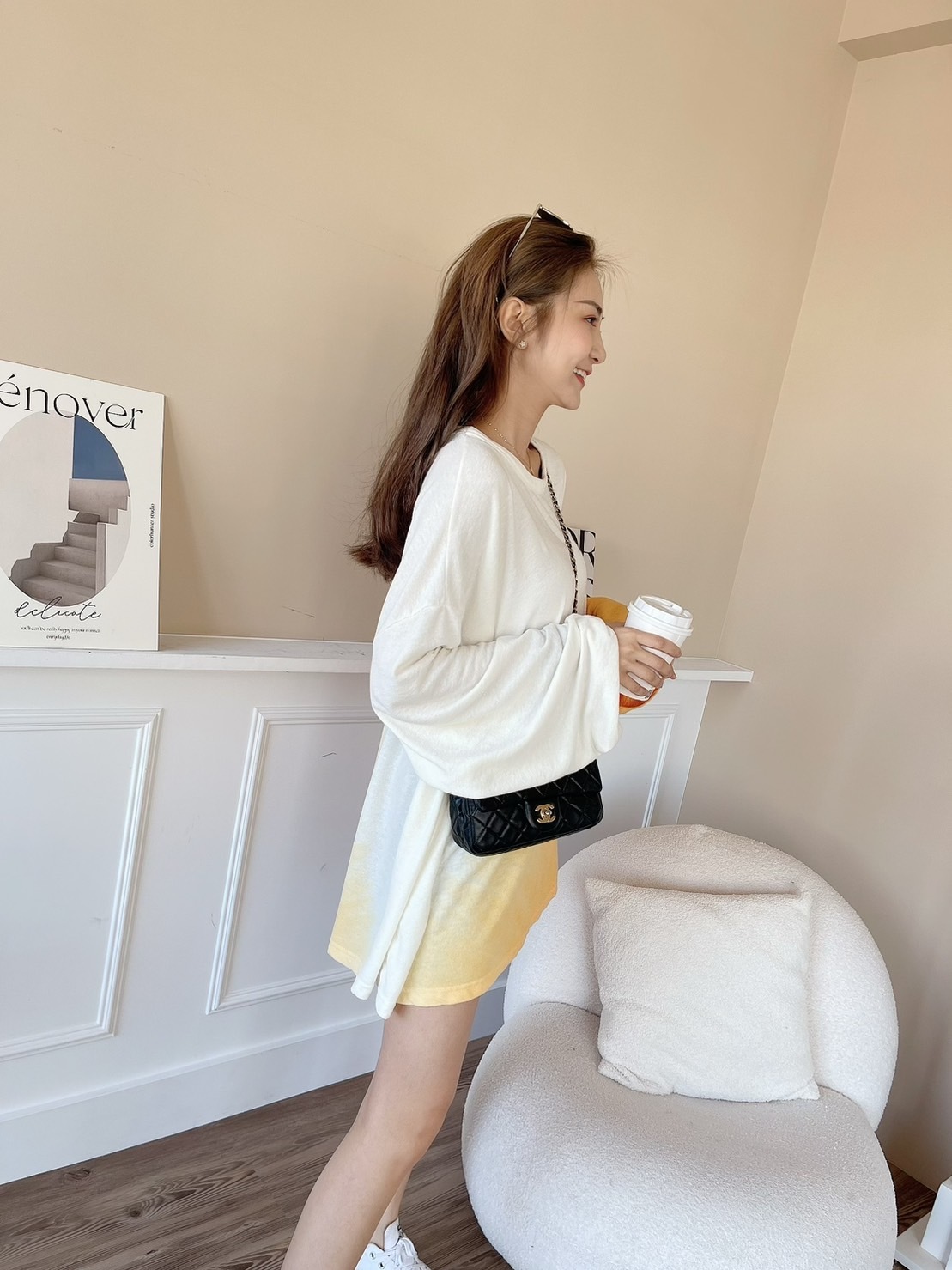 🔥02.22直播新品］✨穿上布林布林］🇰🇷正韓超美渲染漸層寬鬆棉oversize上衣（渲染橙/兩色）