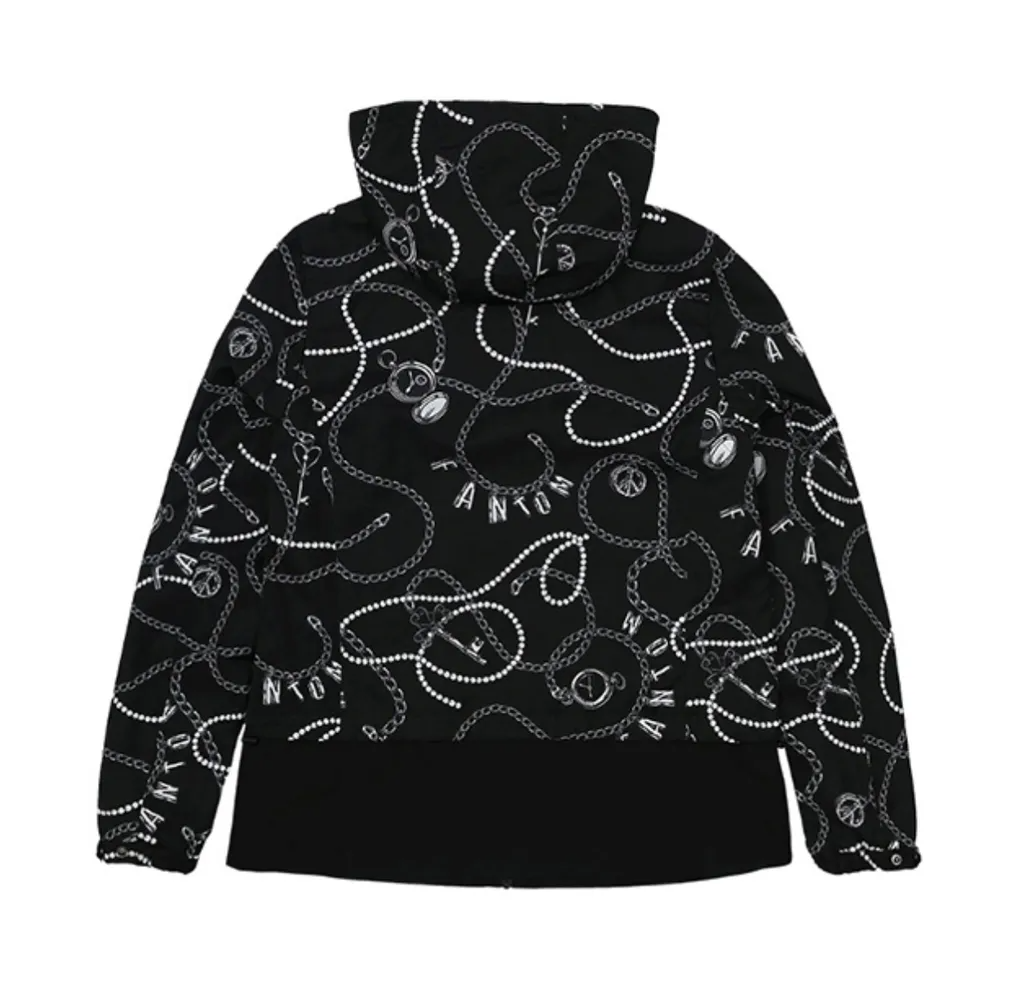 女【現貨】5折起/韓版高爾夫球衣/韓風 Fantom高爾夫品牌/正韓春秋款女條圖案袖孔綁帶連帽外套/ 防風帽T夾克/ 韓國熱銷款 2.7折起（#MW111148)