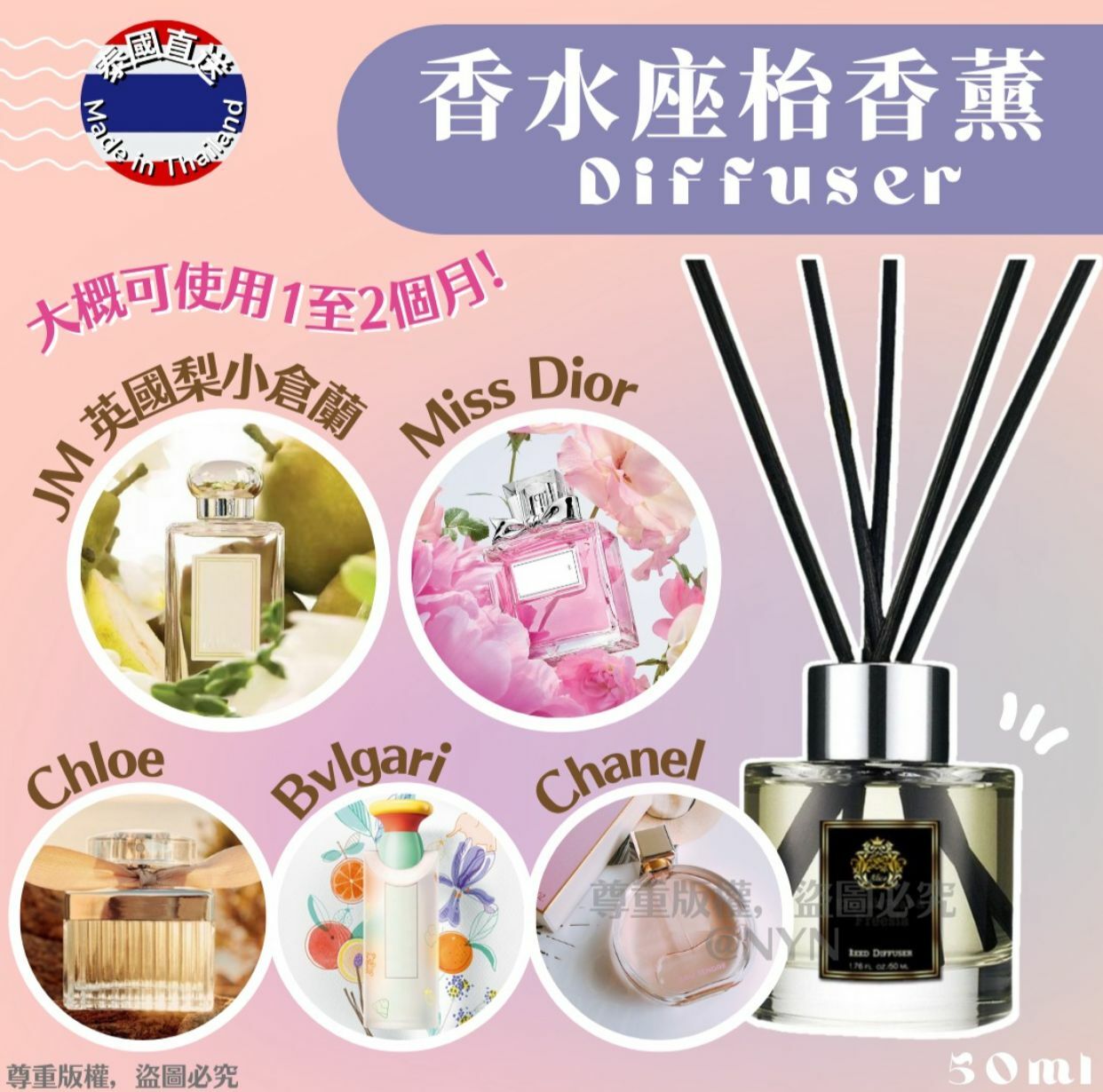 泰國直送自家品牌香水座枱香薰50ml