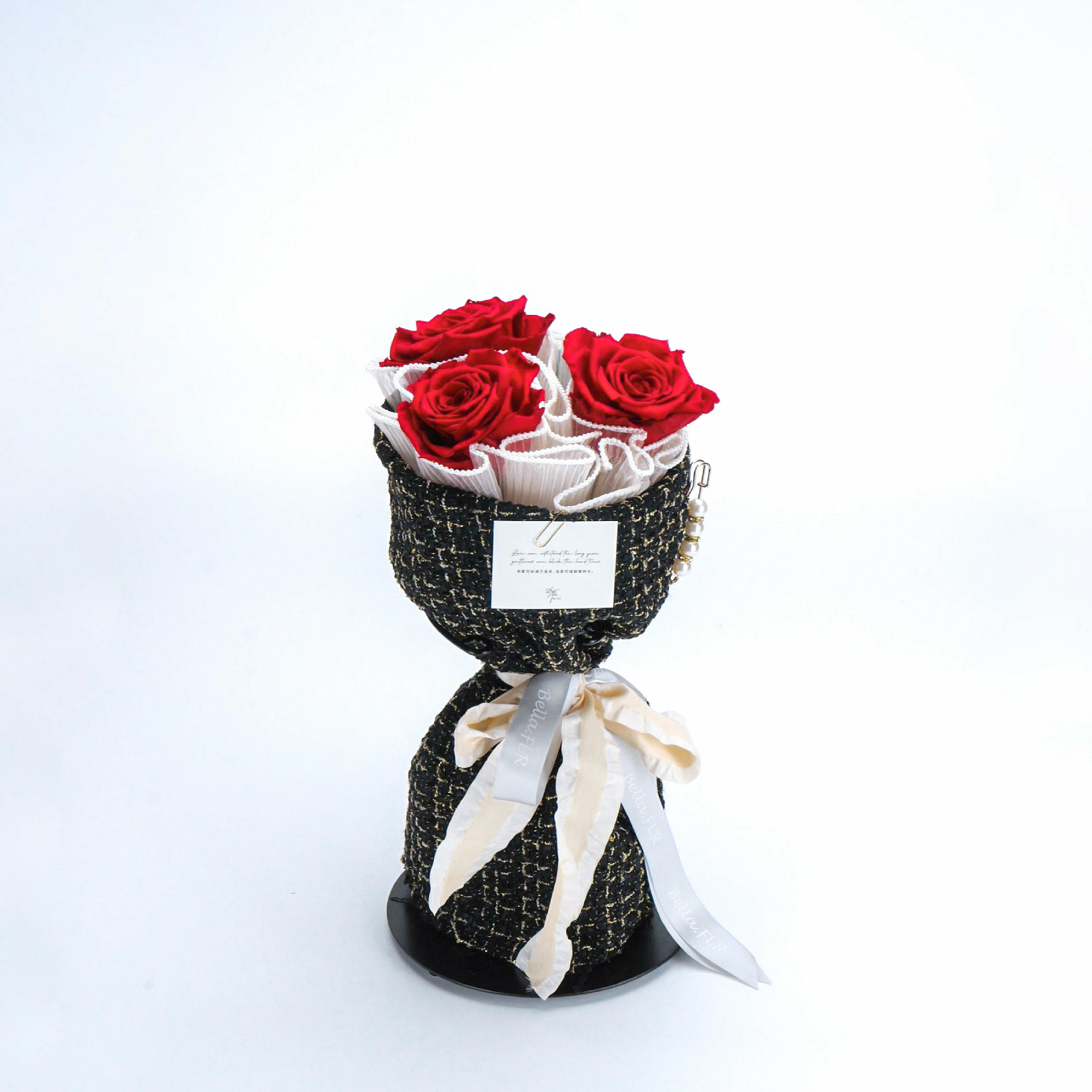 【就喜歡你香香的】3朵永生玫瑰花束-紅玫瑰