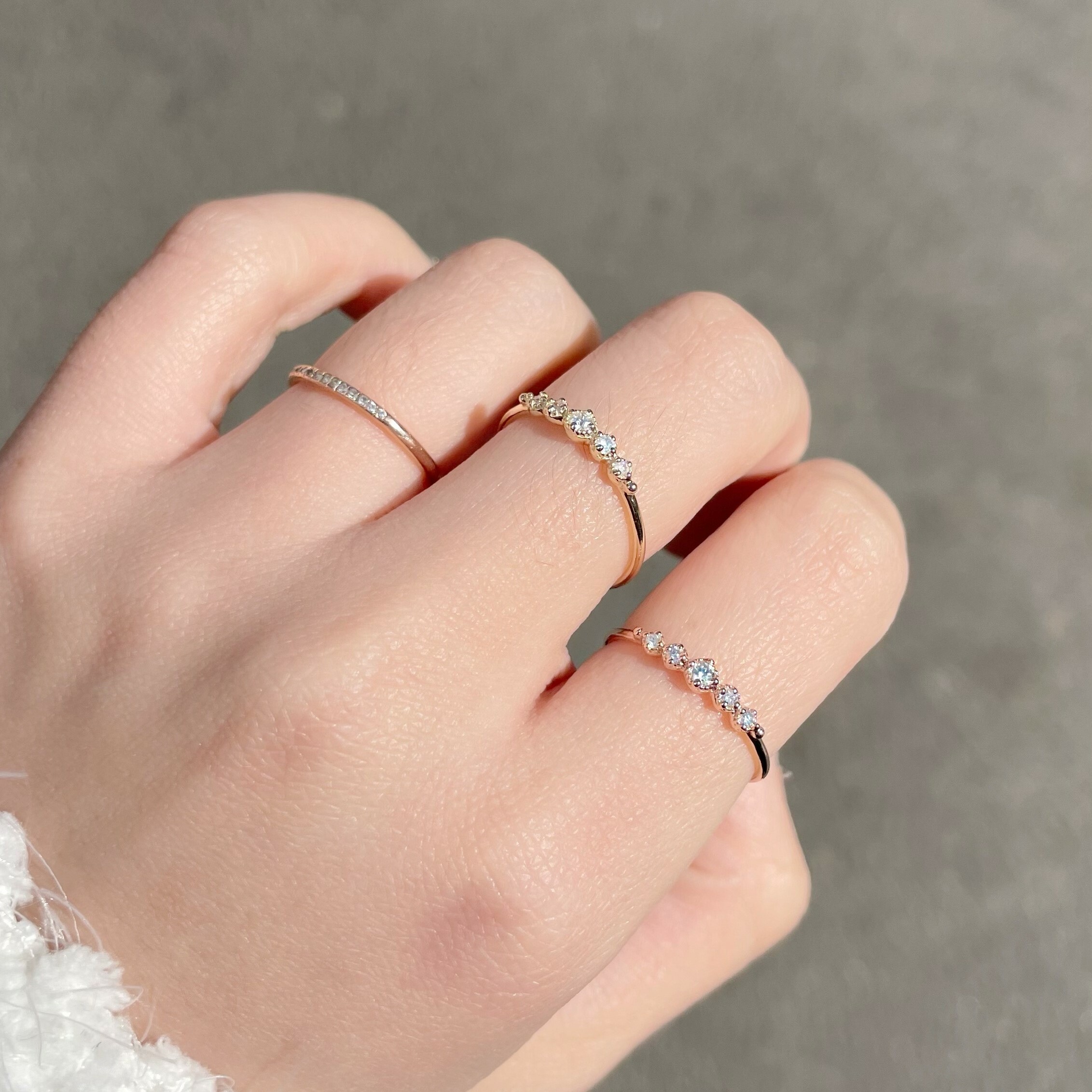 14k Classic漸層白鑽戒指