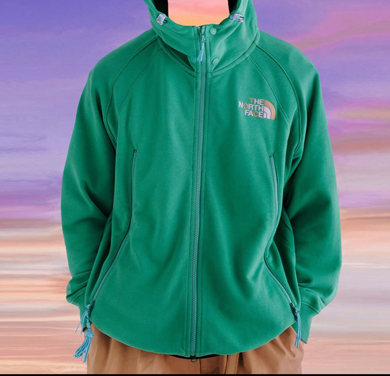 代購 The North Face x CLOT 聯名款 SS23 LOGO刺繡 連帽衛衣 綠 FEB-