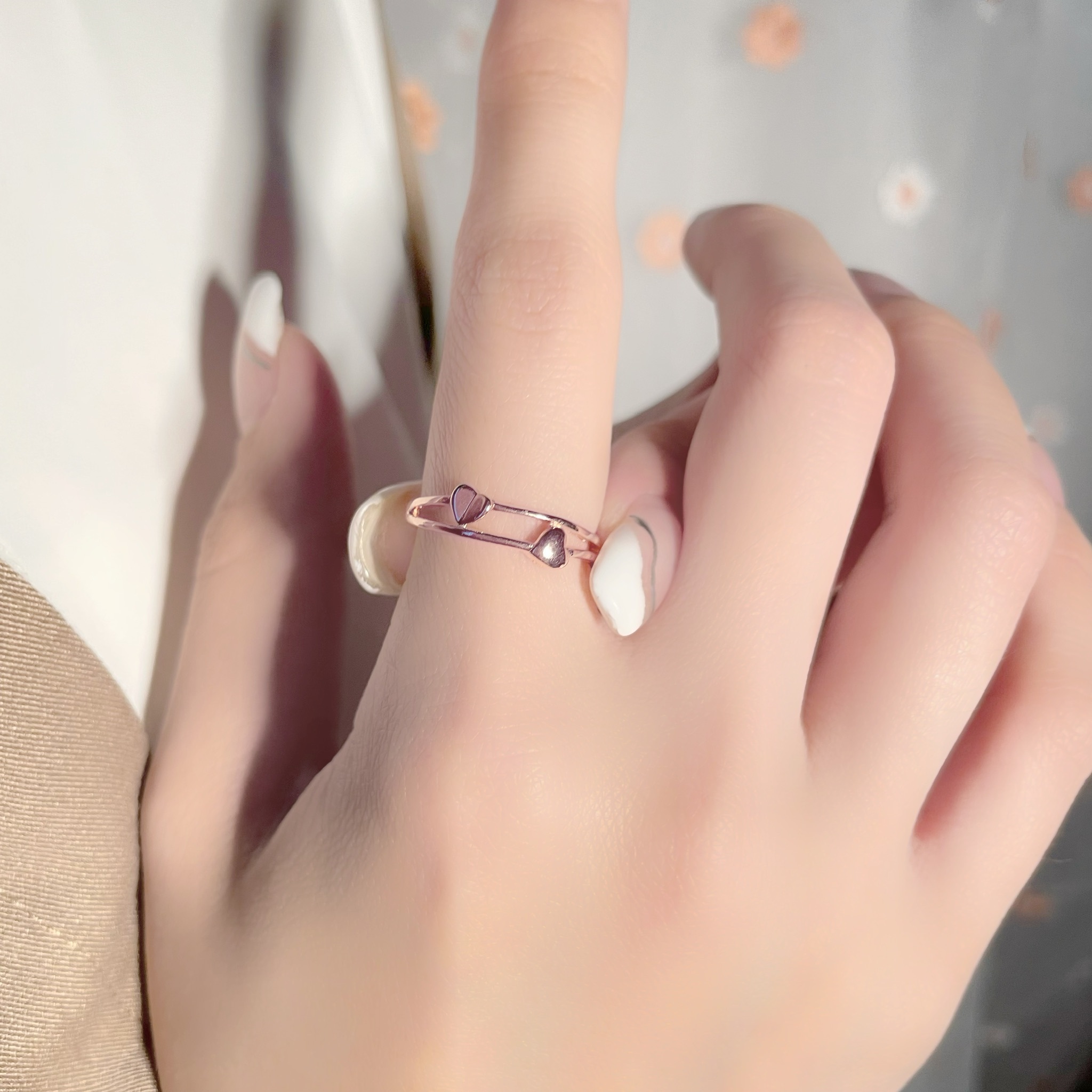 | 925純銀・ 玫瑰金 | 紙摺心心戒指 (銀/玫瑰金) | RI0165 |