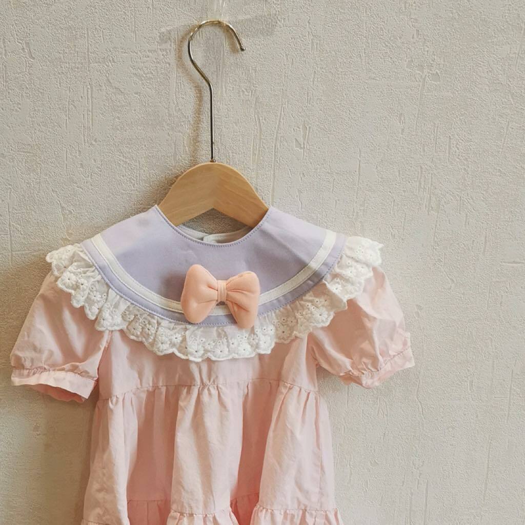 Y06PE_SS23🎀粉紫色蝴蝶結口水肩(pre-order)