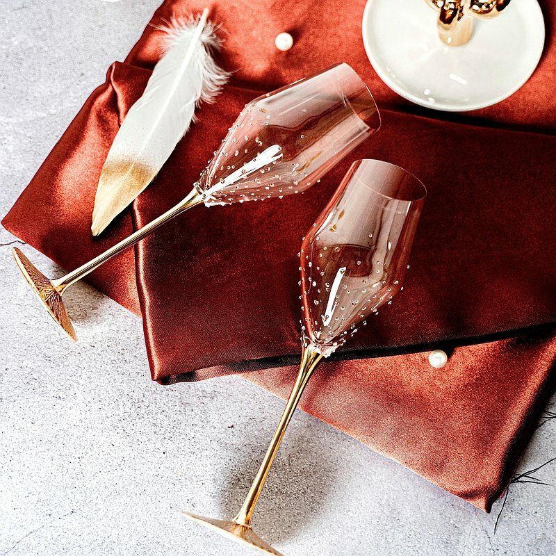 𝐆𝐑𝐀𝐍𝐃𝐈｜Aurora Ravi Gold極光金梗260 24K金手工製香檳杯-2入組