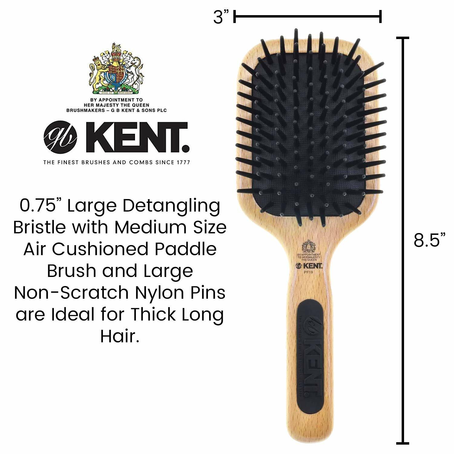 KENT PF19 Perfect For Detangling Large Quill Paddle Brush