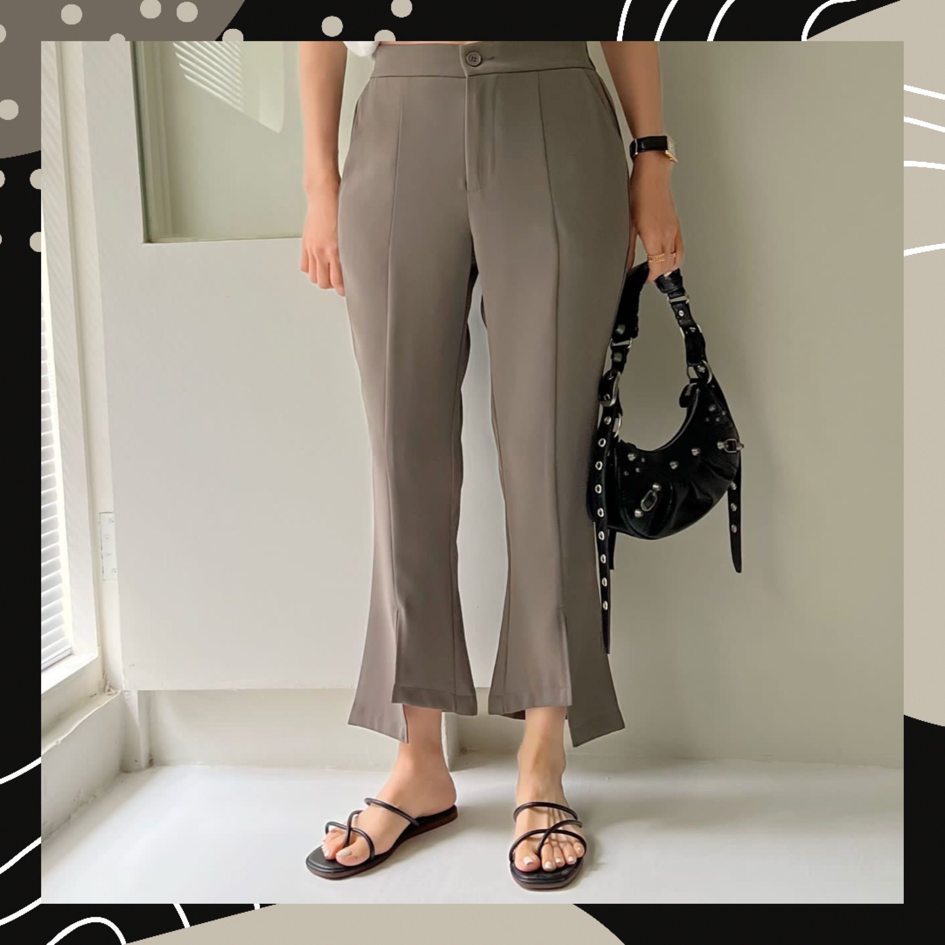 【BONNIE】前開叉淨色褲