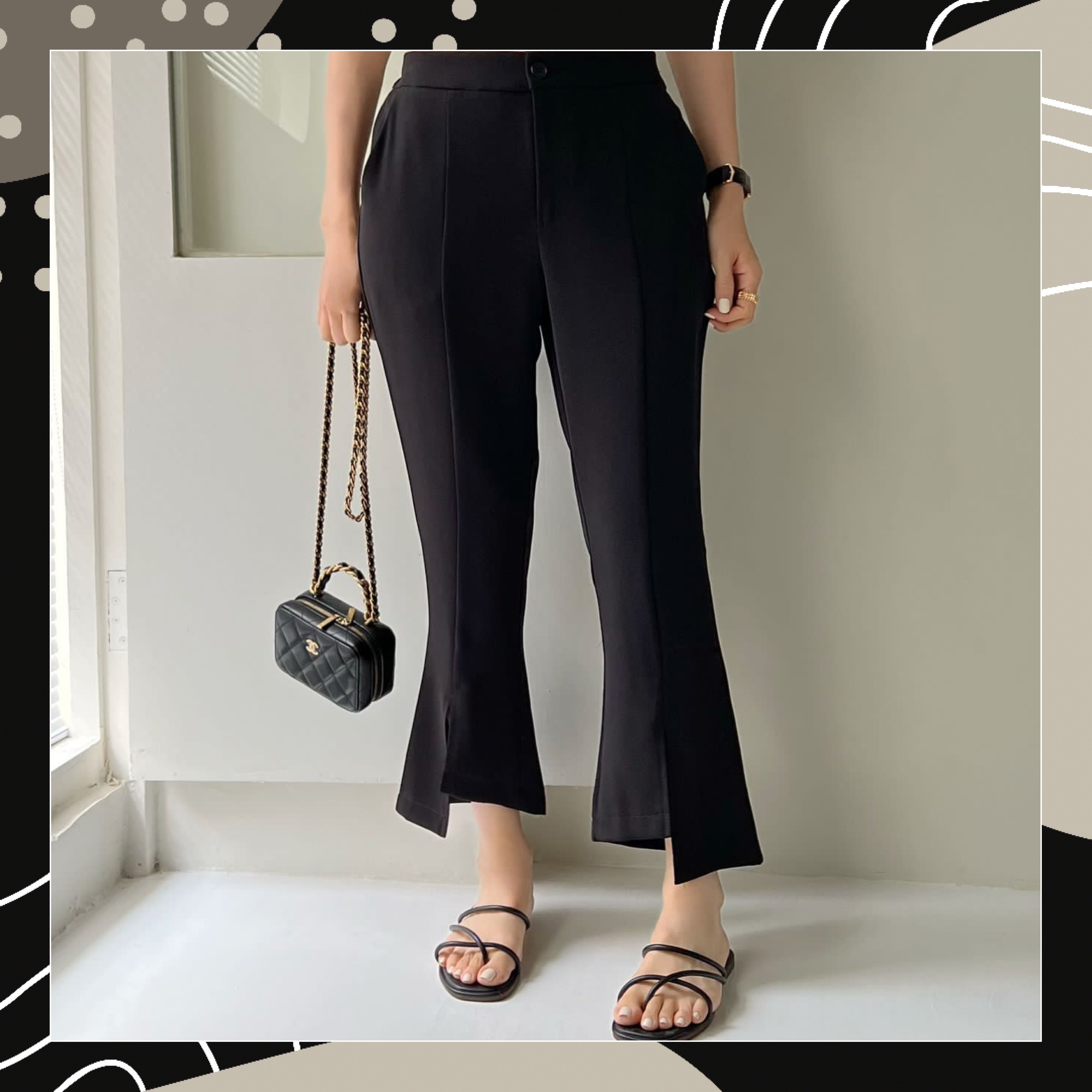 【BONNIE】前開叉淨色褲