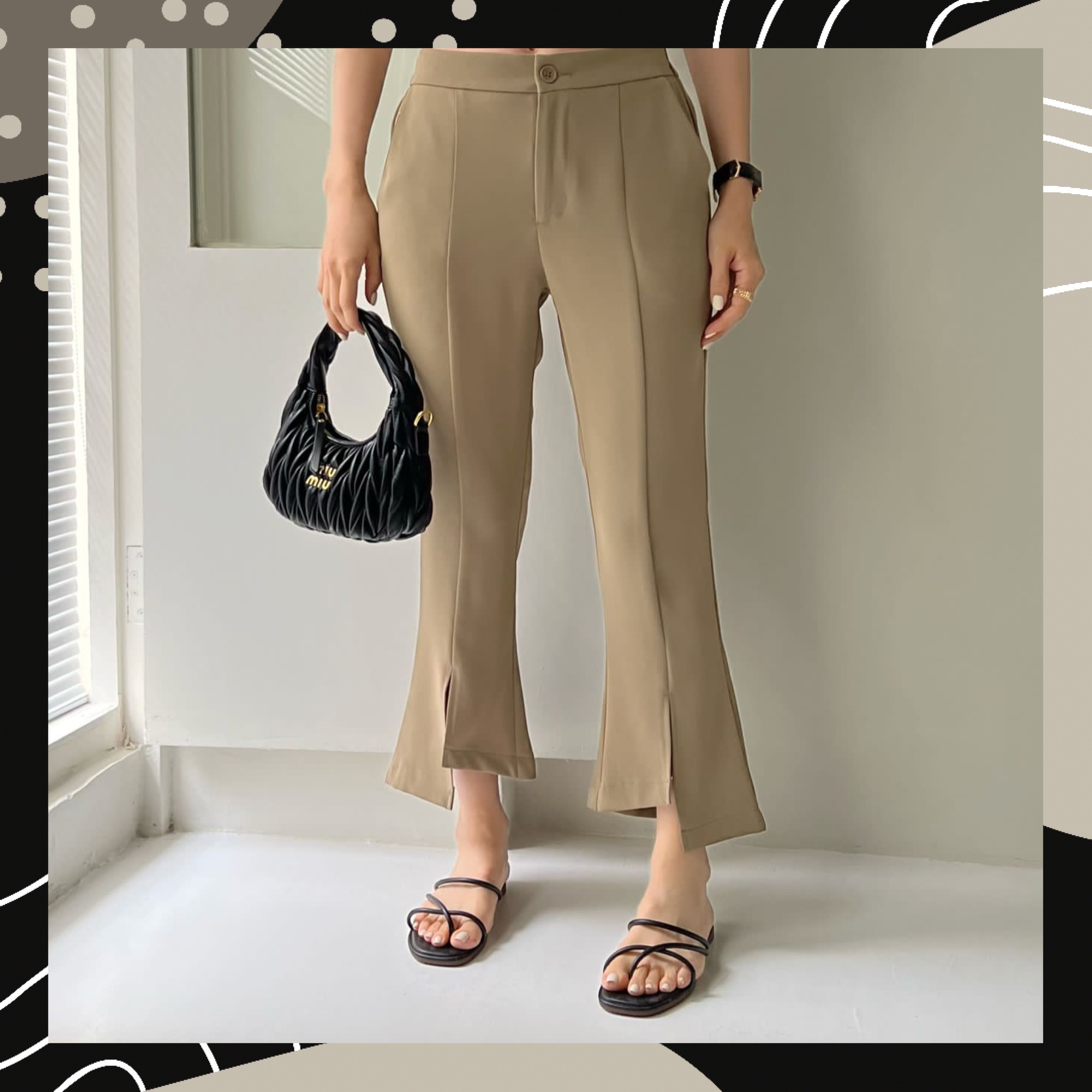 【BONNIE】前開叉淨色褲 (E211-E212)