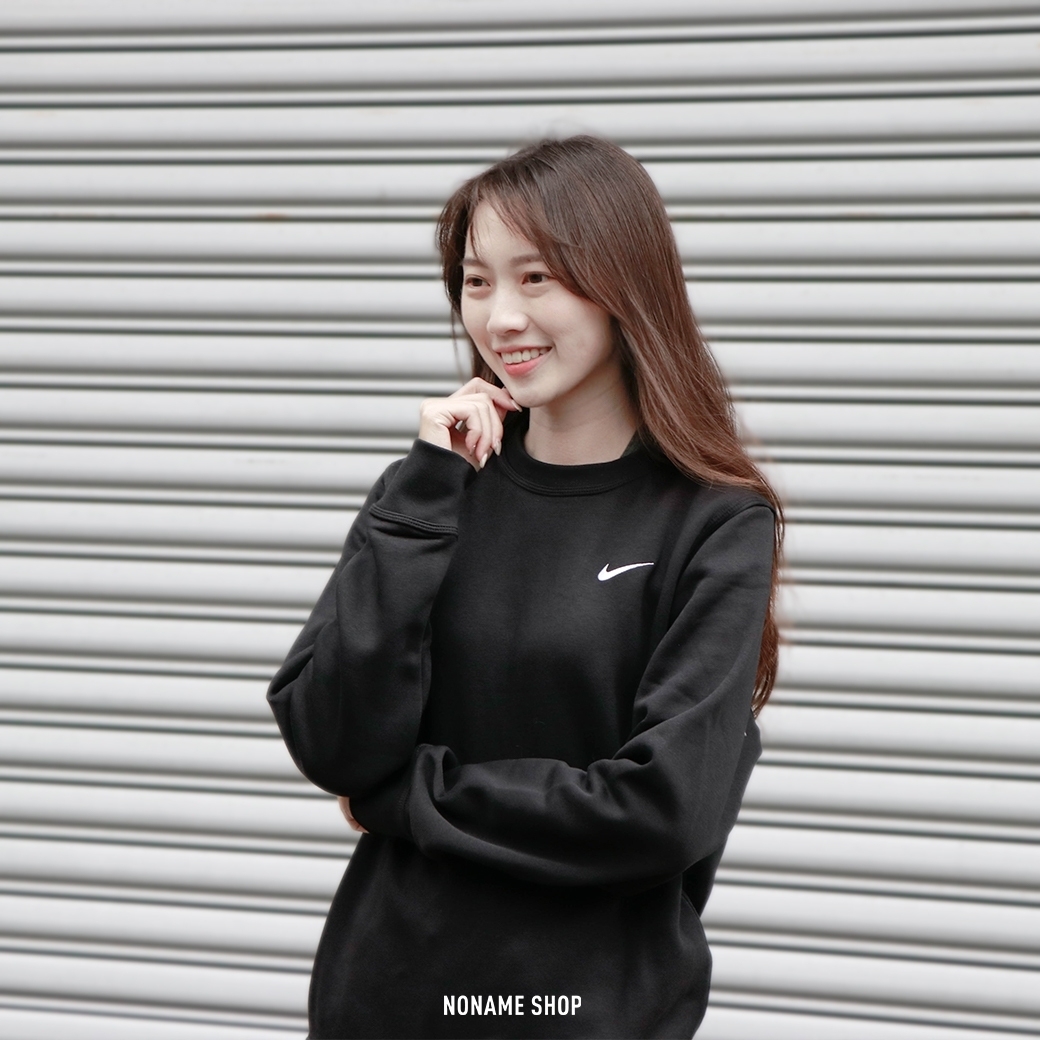 NIKE CLUB CREW-SWOOSH 圓領 內刷毛 大學T 黑 (男款)
