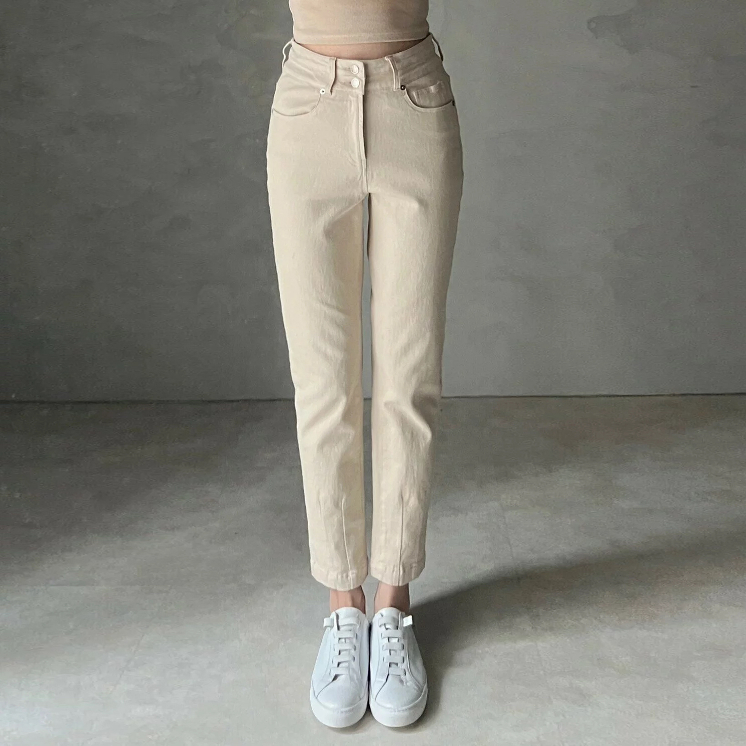 『最後現貨』guten made/完美腿型褲管打褶直腿褲-奶油杏