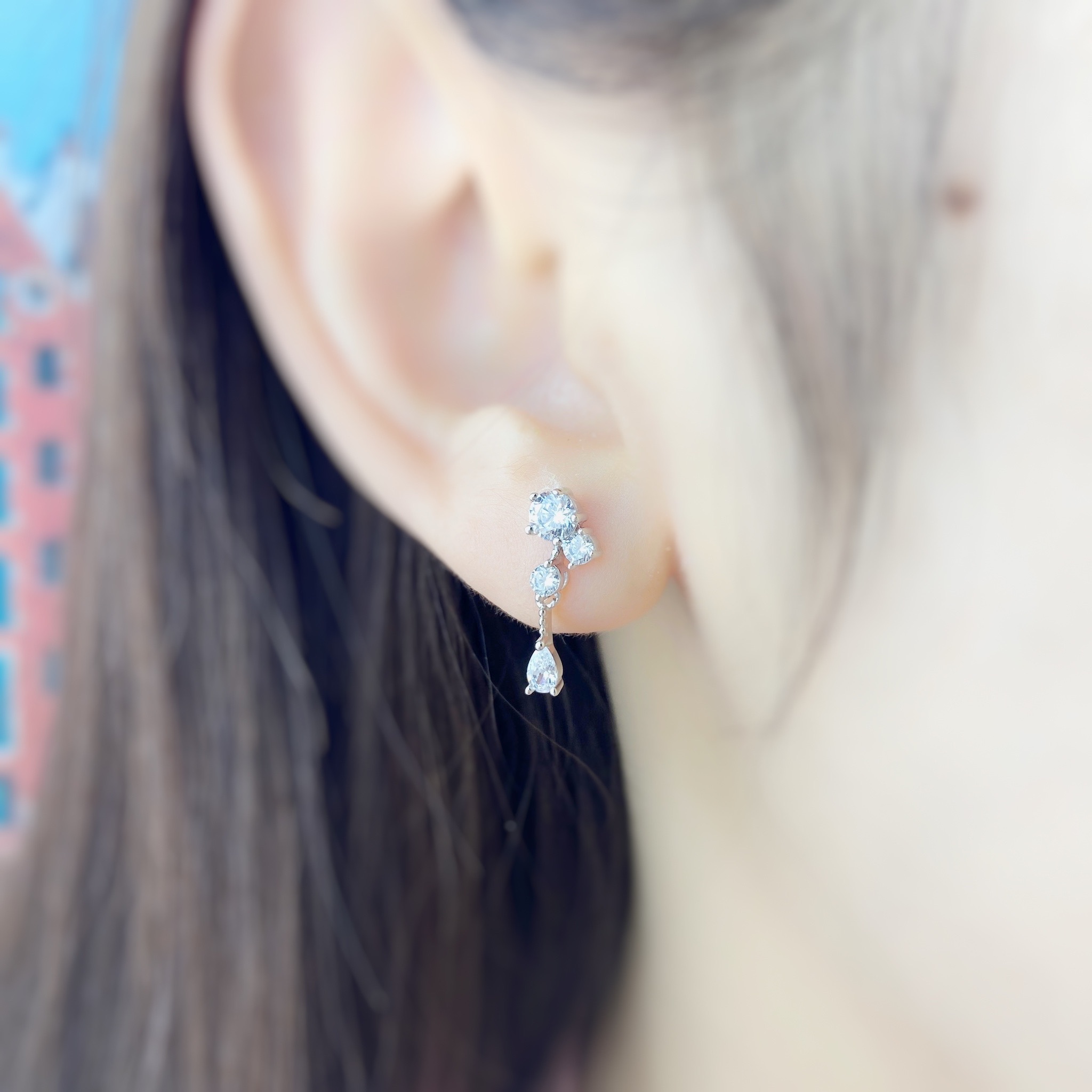 | 999 Silver・White Gold・Rose Gold | Tranquil Shooting Stars Earrings（Silver / Rose Gold） | EA0638 |