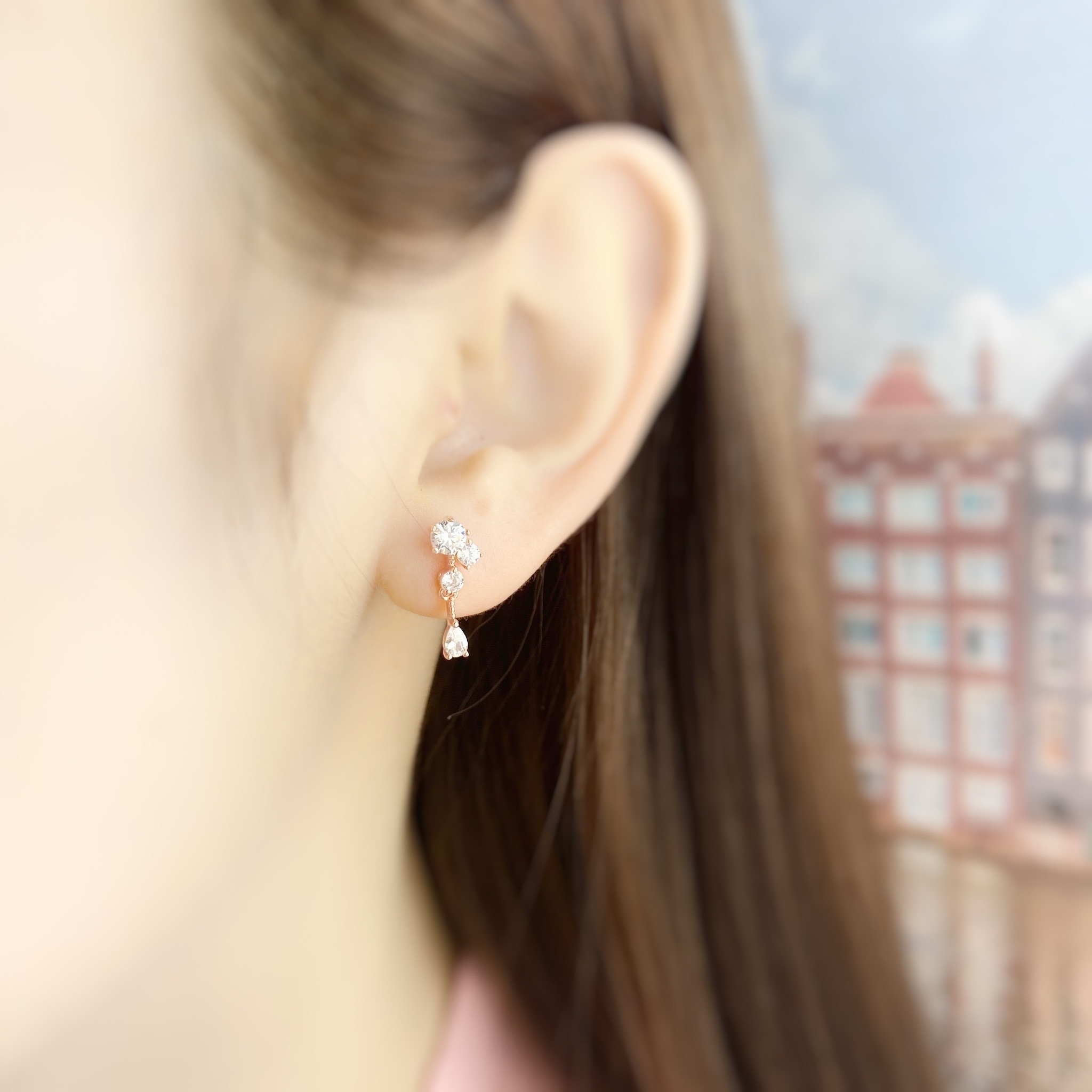 | 999 Silver・White Gold・Rose Gold | Tranquil Shooting Stars Earrings（Silver / Rose Gold） | EA0638 |