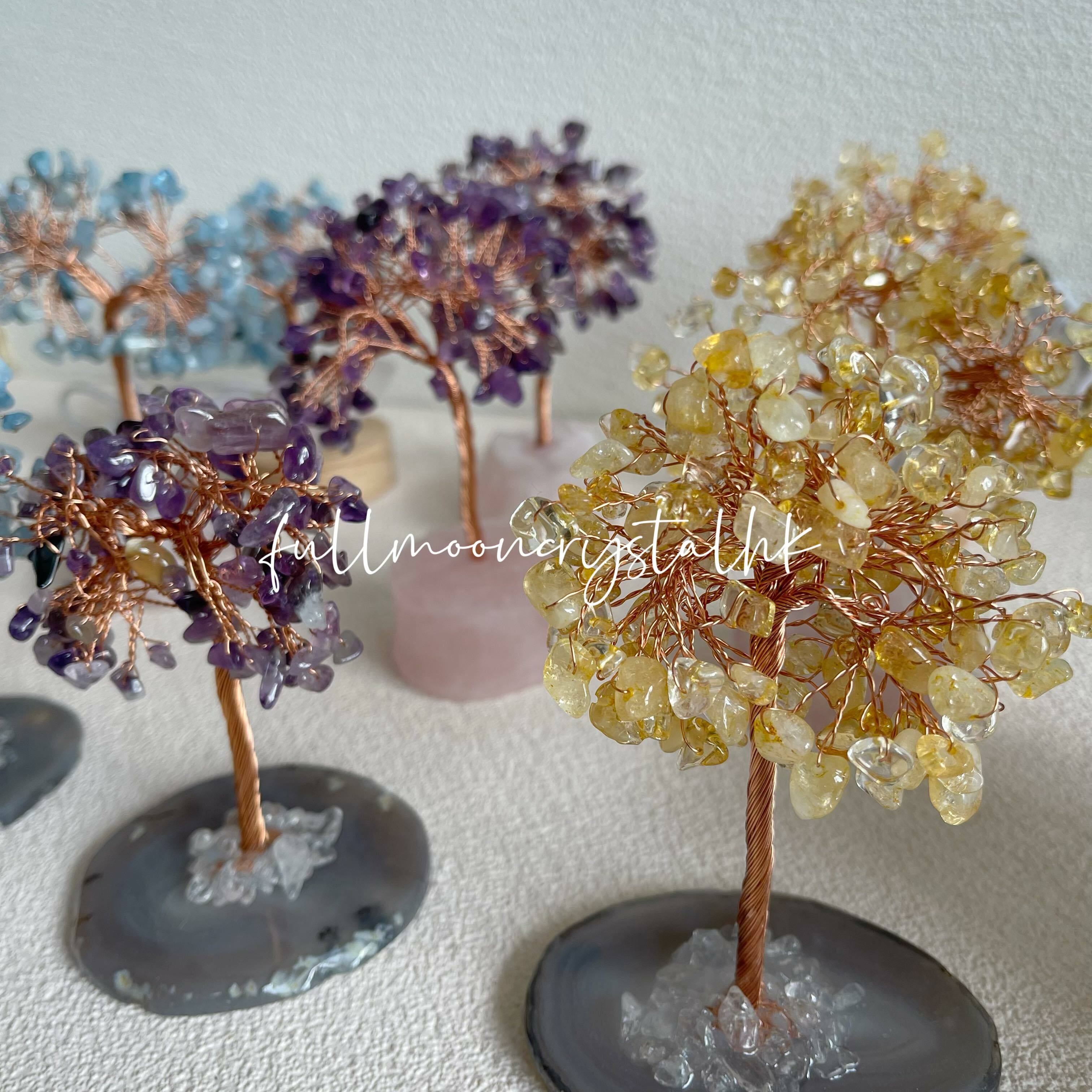 黃水晶水晶樹(瑪瑙片底)