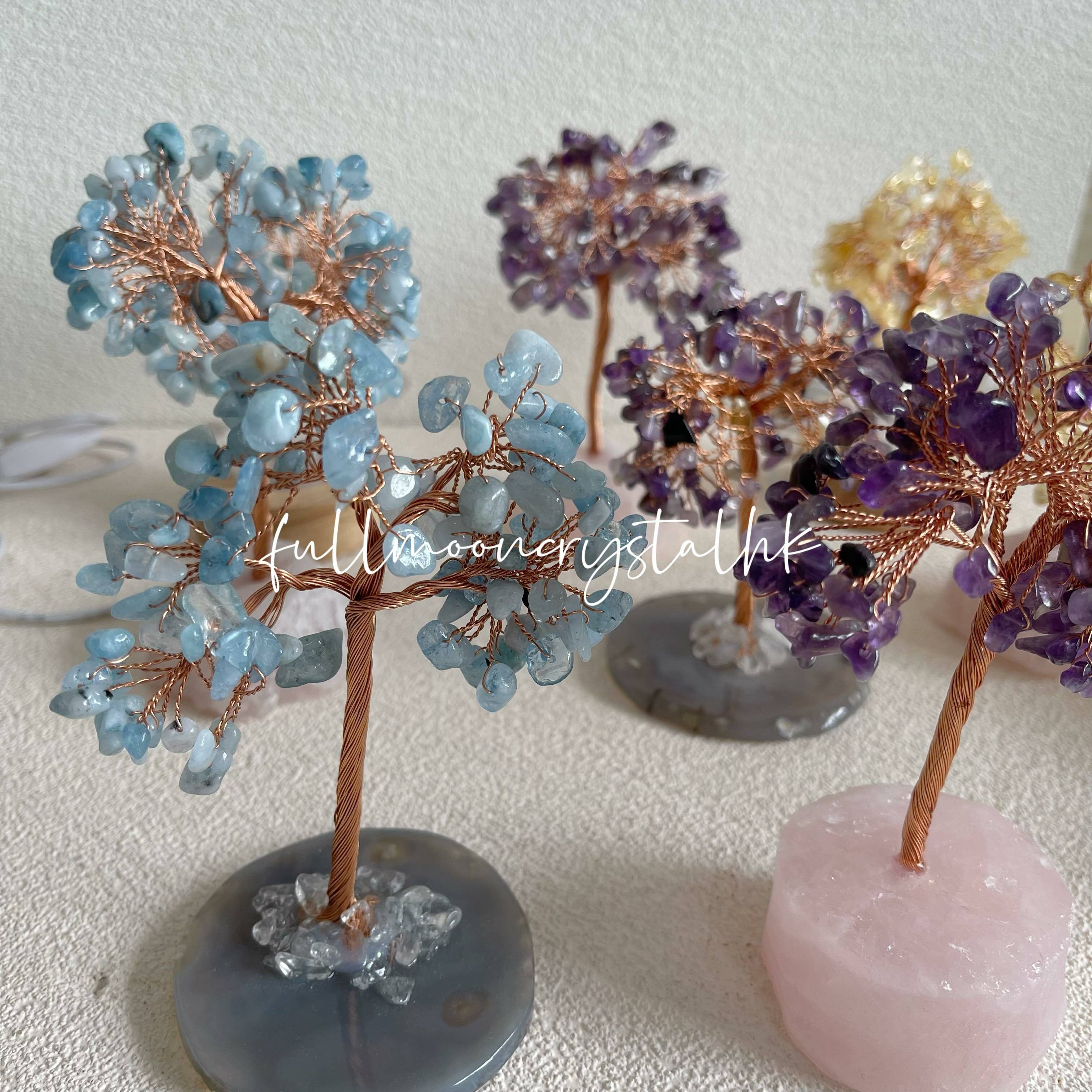 海藍寶水晶樹(USB發光晶簇底)