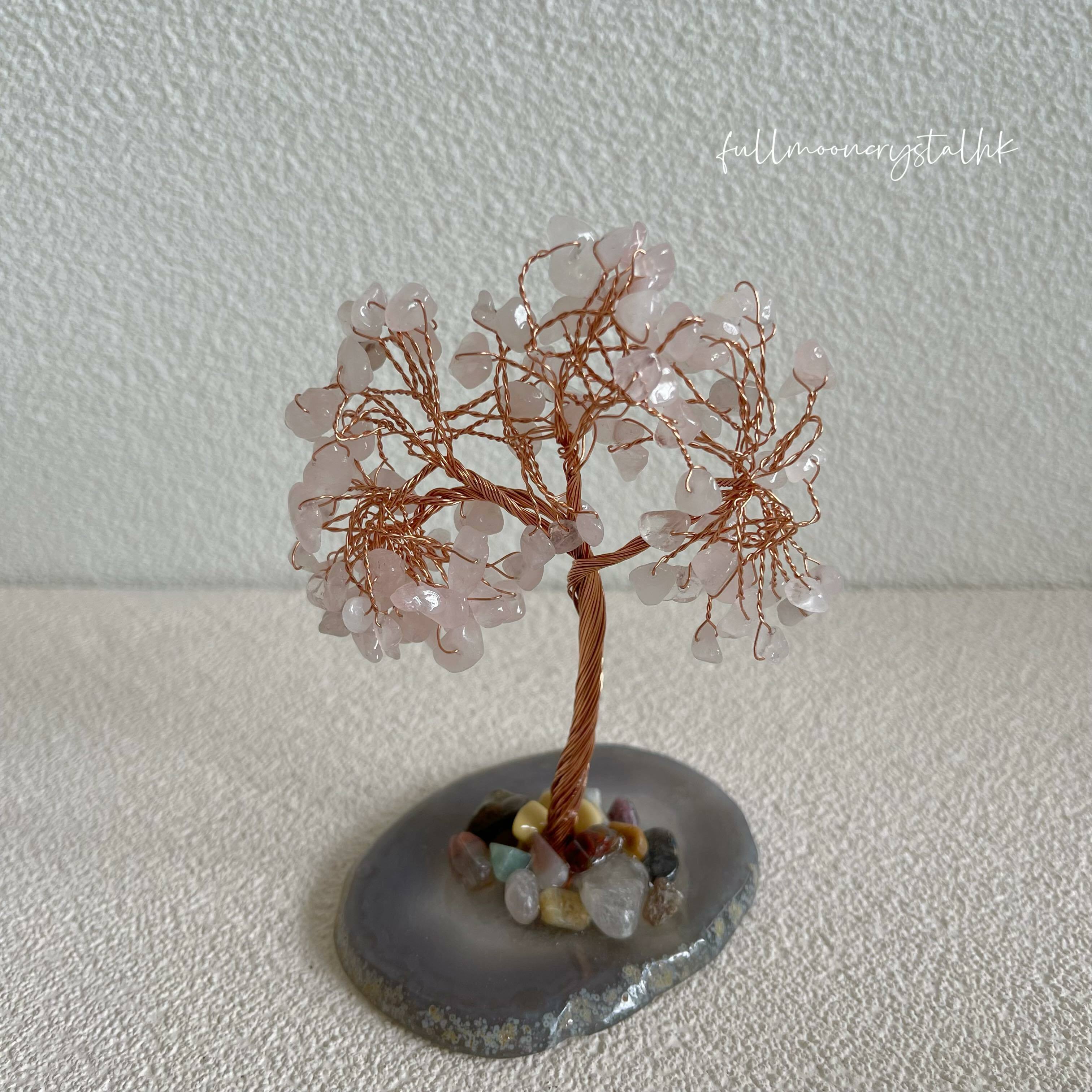 粉水晶水晶樹(瑪瑙片底)