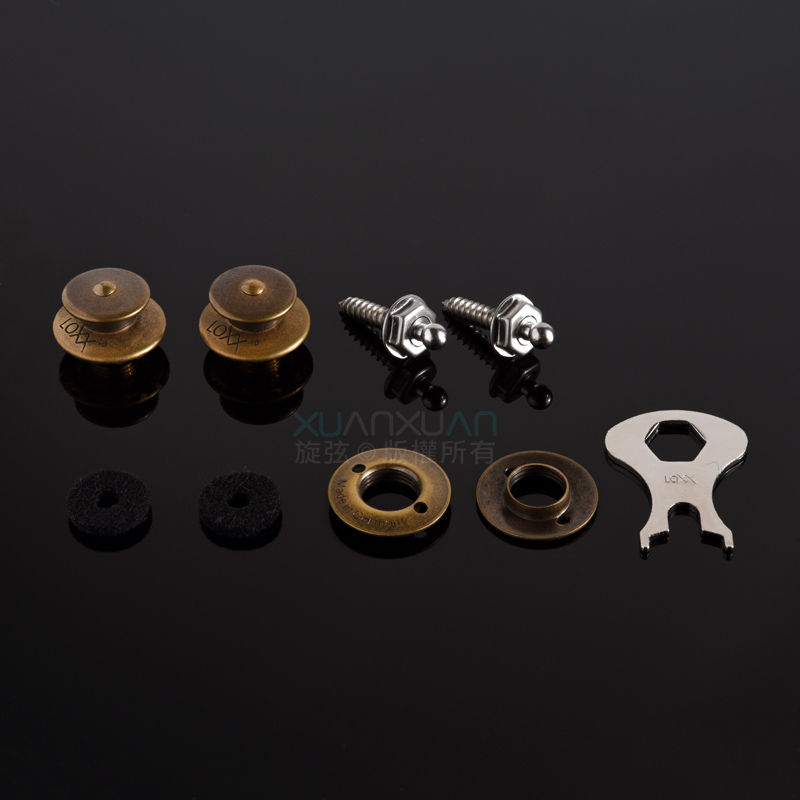 LOXX Loxx 德國製 安全背帶扣 電吉他/貝斯吉他專用款 復古黃銅 第 2 張圖片｜三峽吉他 / Bass