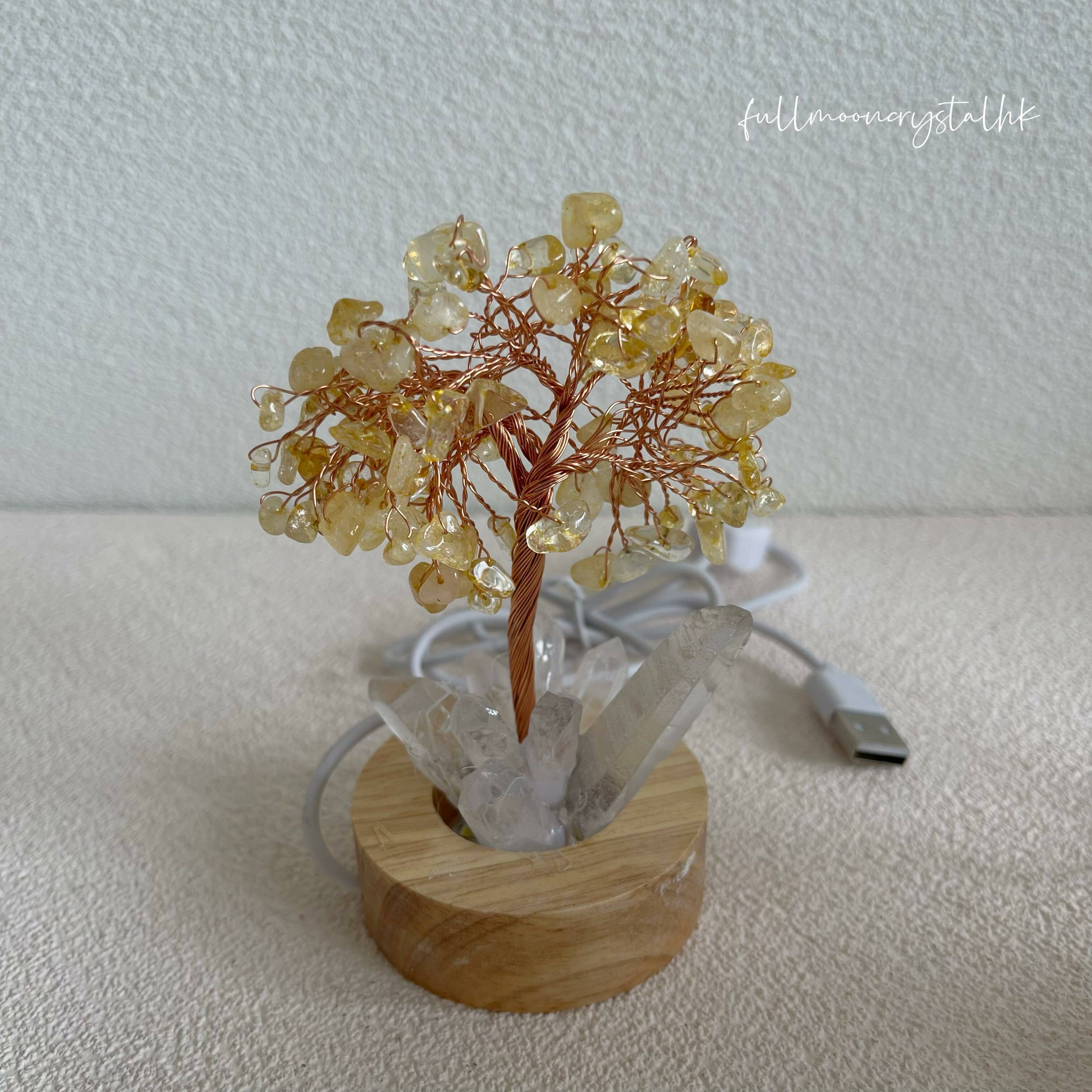 黃水晶水晶樹(USB發光晶簇底)