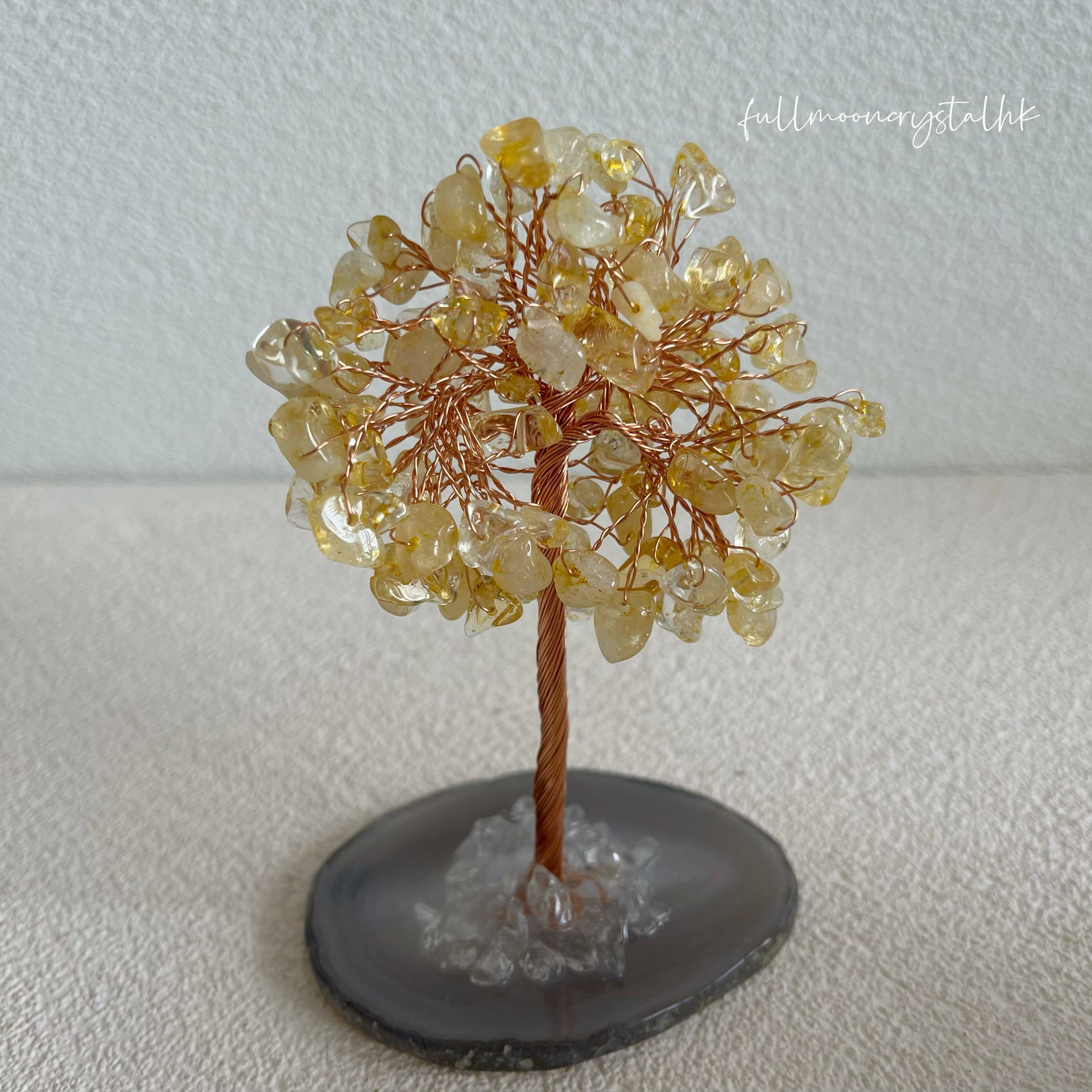 黃水晶水晶樹(瑪瑙片底)