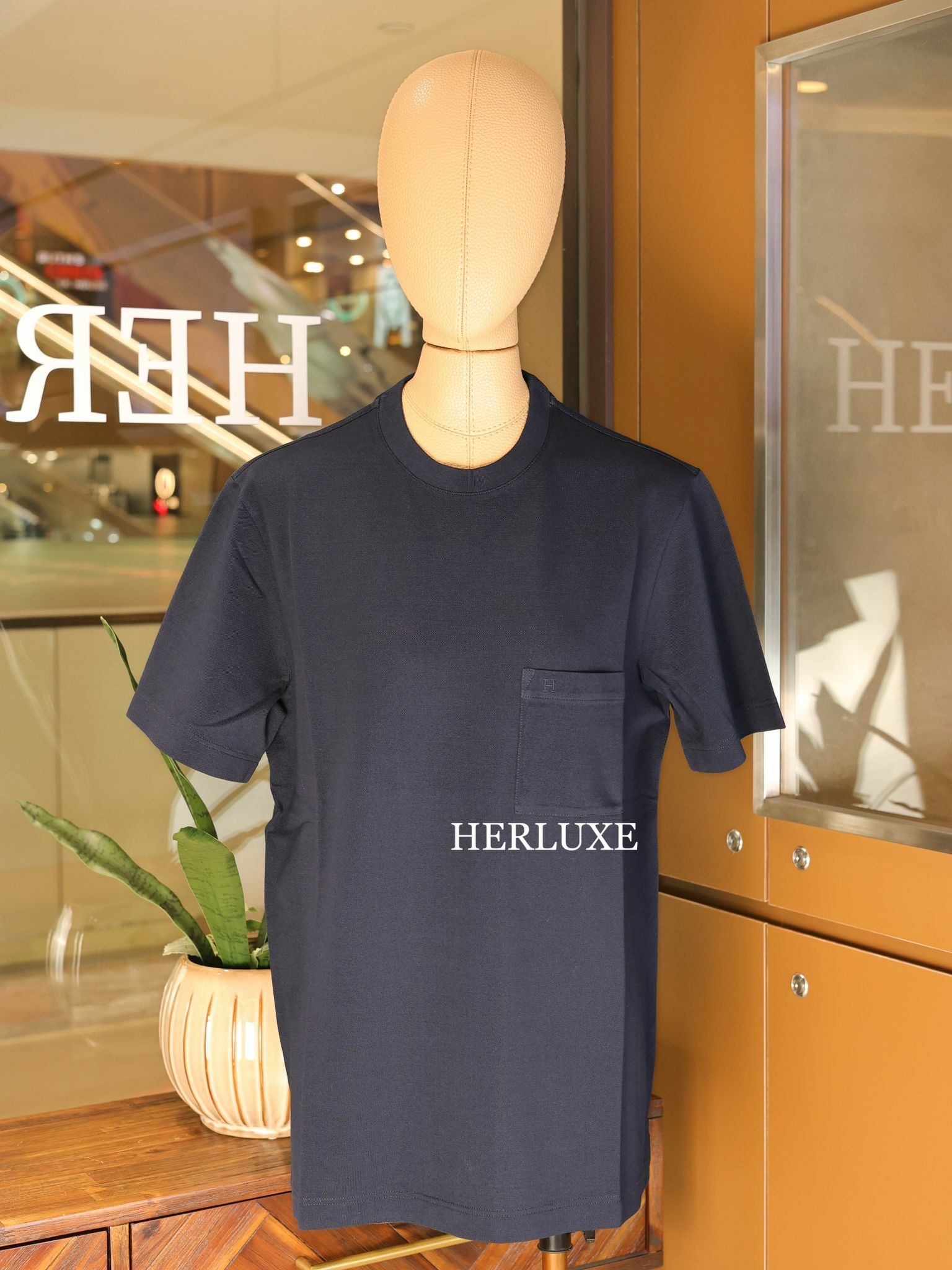 T-shirt ras du cou pique de coton 01 marine （可預訂尺碼）