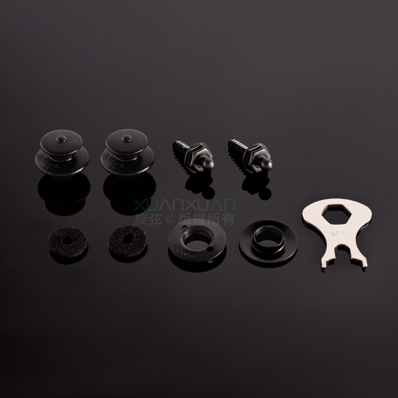 LOXX Loxx 德國製 安全背帶扣 XL厚肩帶專用 電吉他/貝斯吉他專用款 霧黑 鍍鉻 第 2 張圖片｜三峽吉他 / Bass