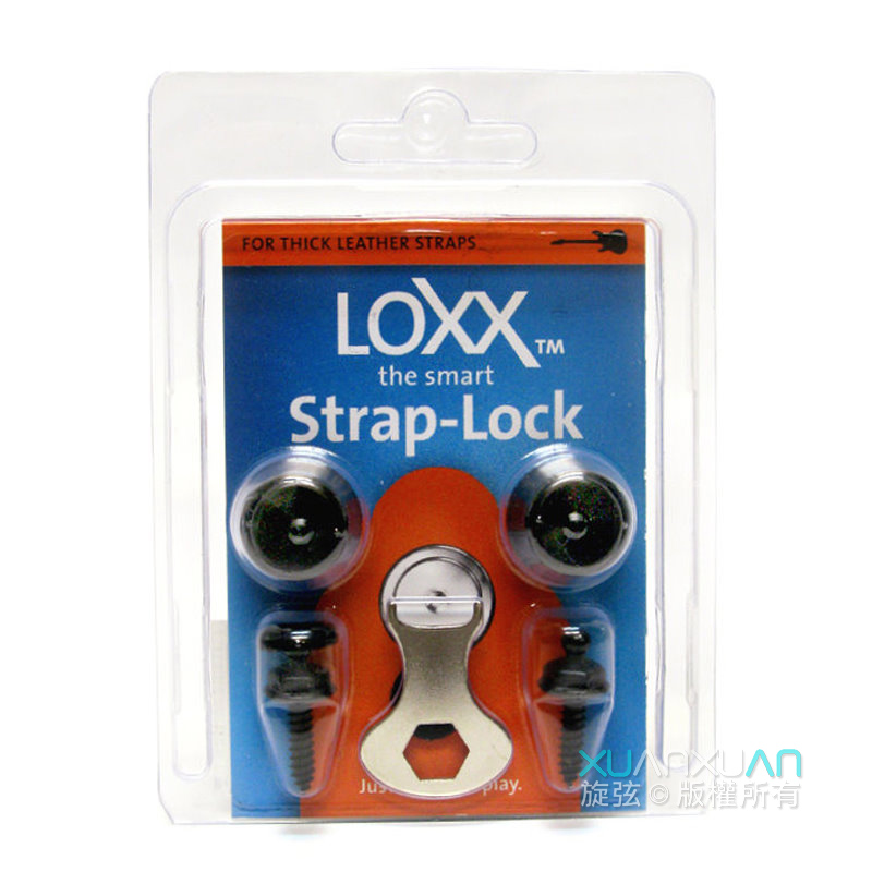 LOXX Loxx 德國製 安全背帶扣 XL厚肩帶專用 電吉他/貝斯吉他專用款 霧黑 鍍鉻 第 3 張圖片｜三峽吉他 / Bass